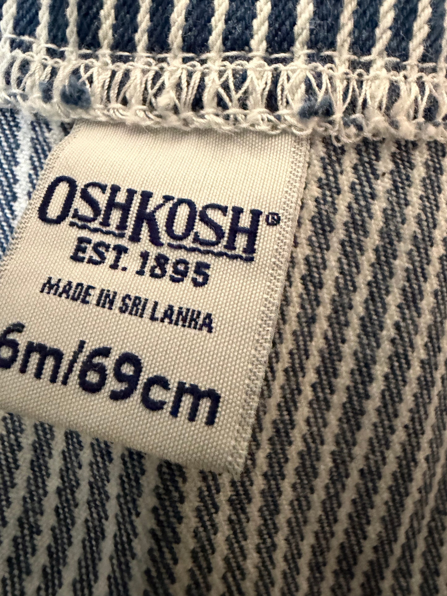 Vintage Hickory Stripe Oshkosh Denim Dress 6 Months