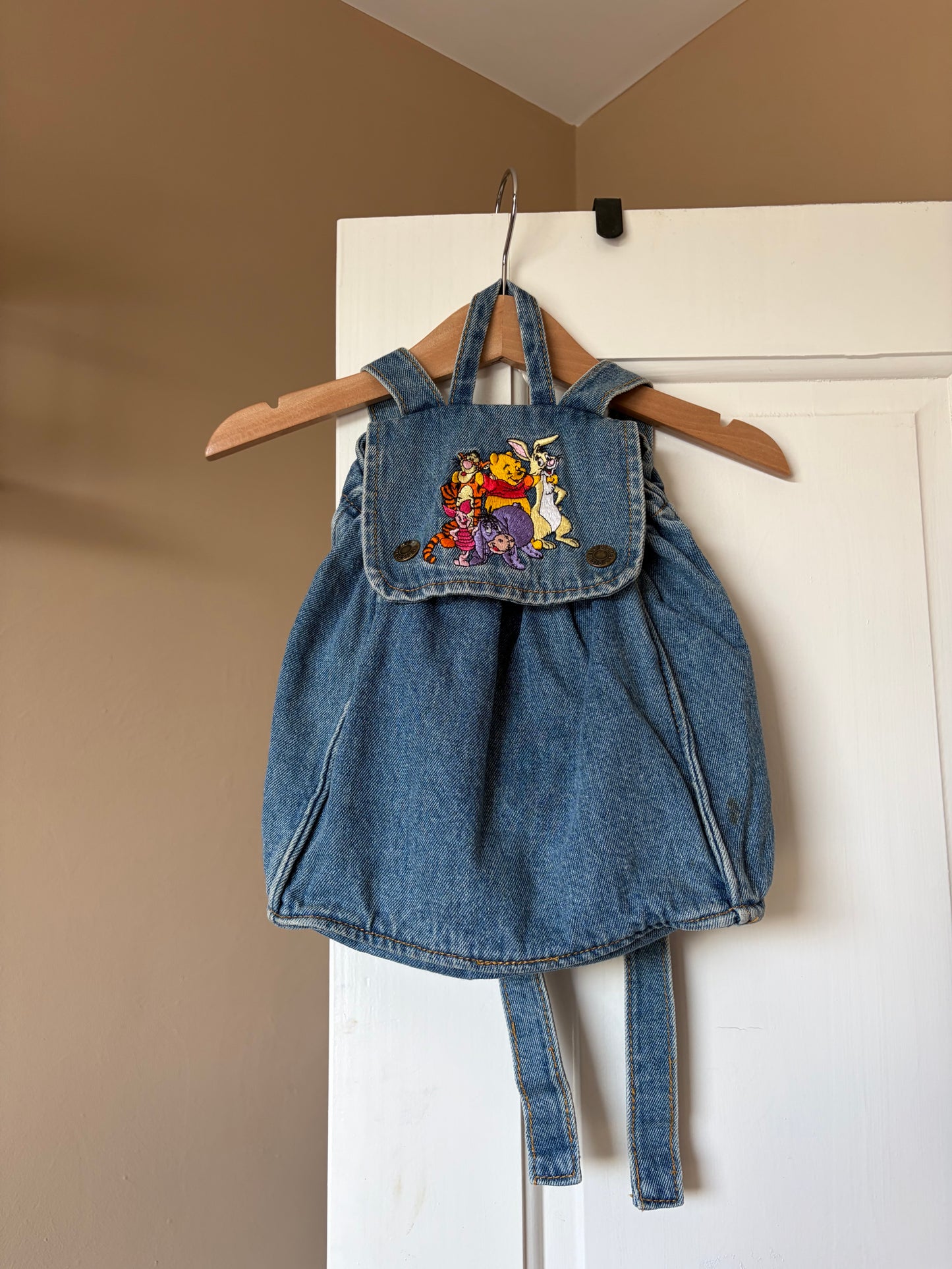 Vintage The Disney Store Winnie The Pooh & Friends Denim Backpack