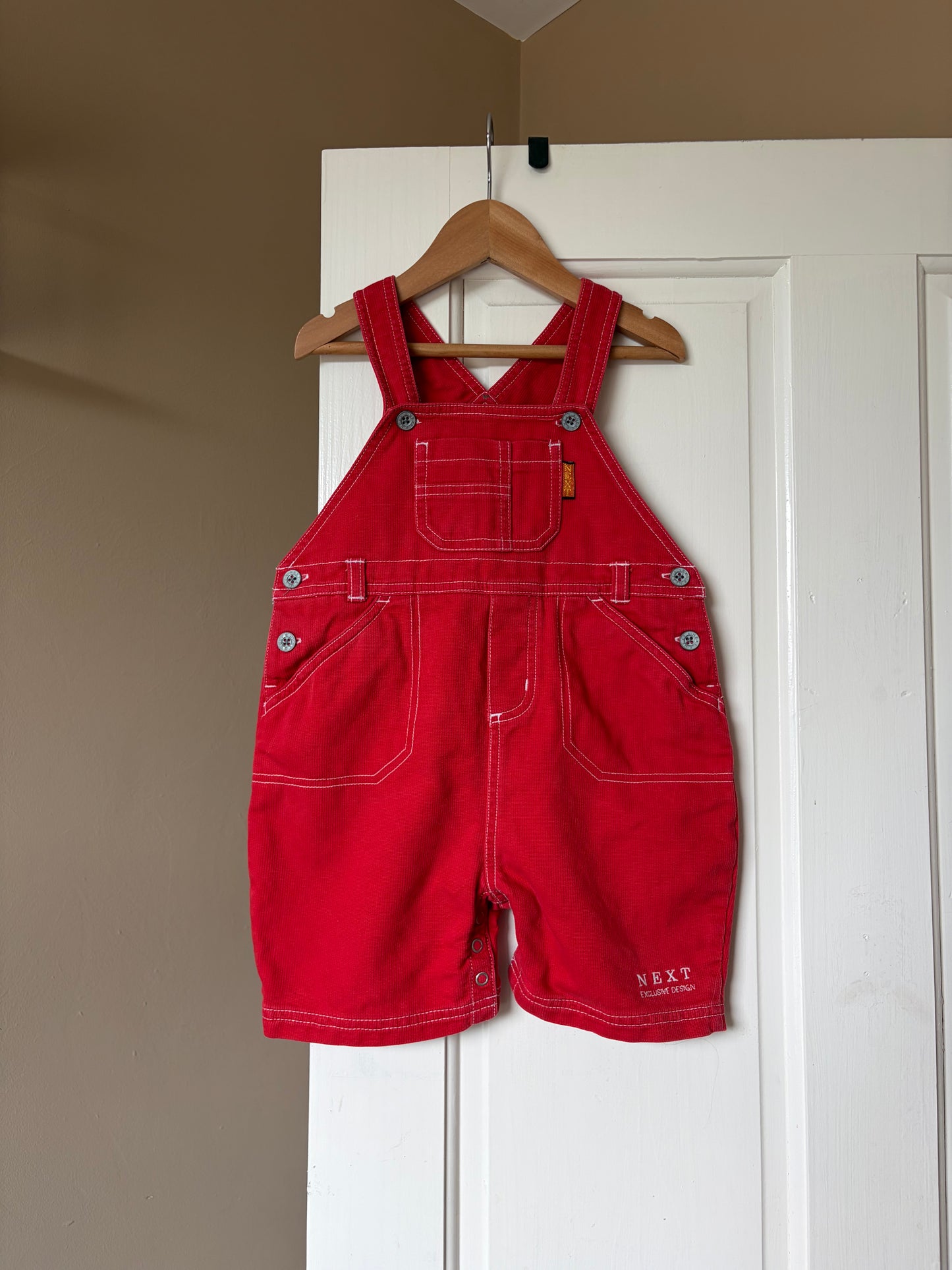 Vintage Wide Leg Red Shortalls 18-24 Months