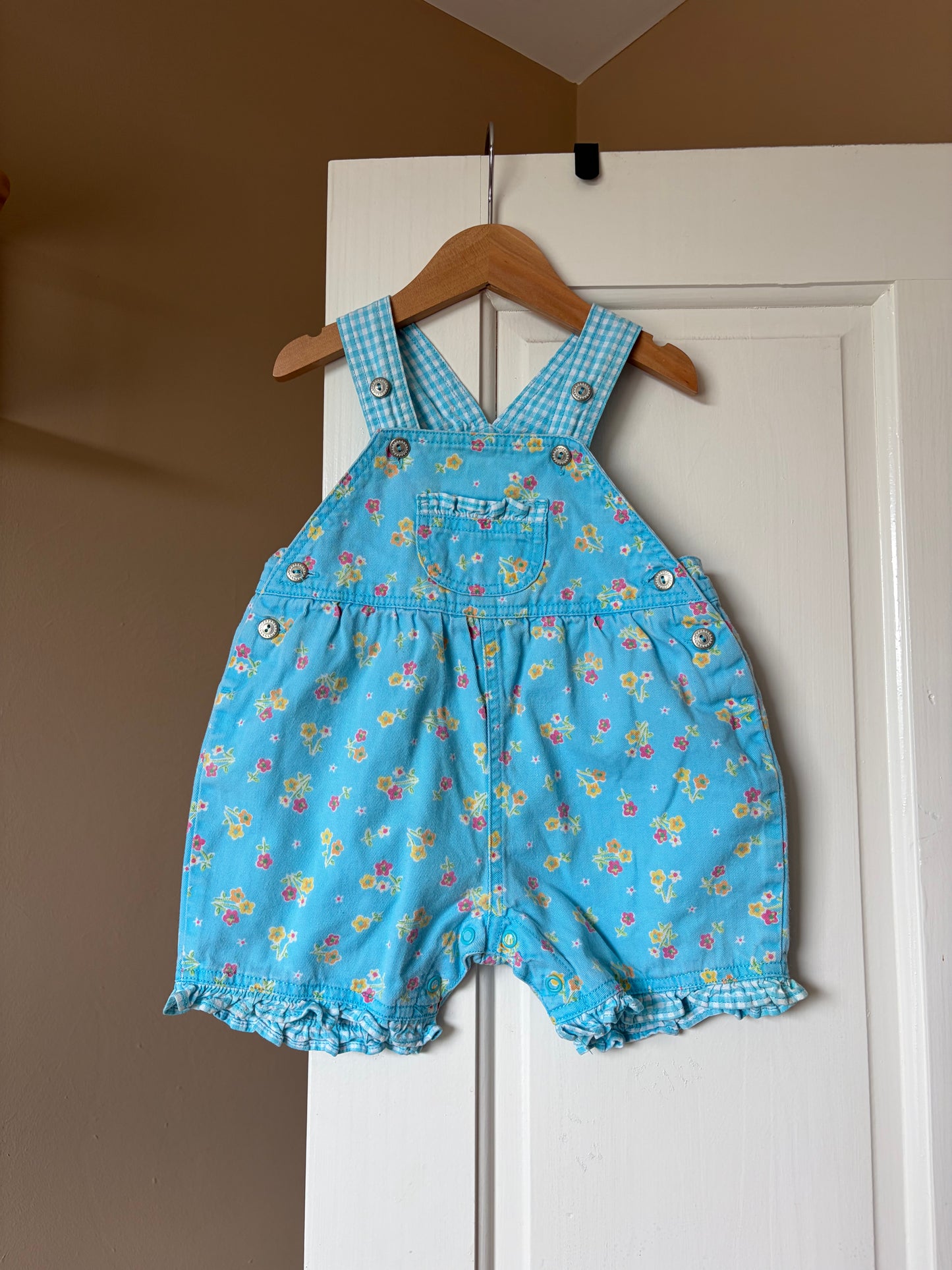 Vintage Floral & Gingham Bubble Shortalls 3-6 Months
