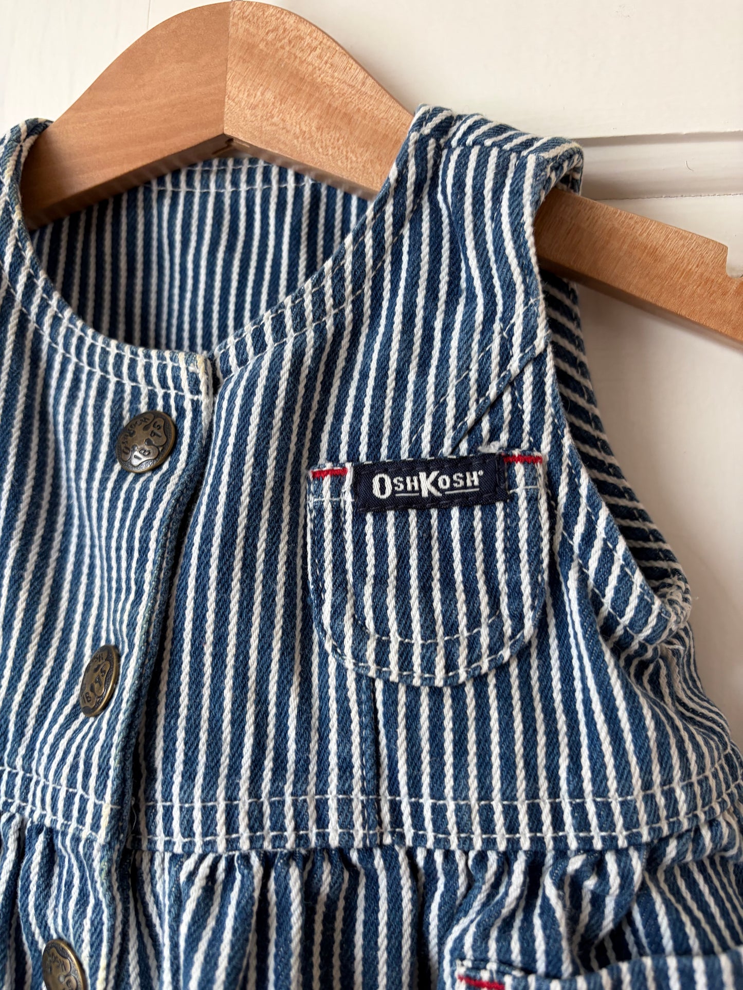 Vintage Hickory Stripe Oshkosh Denim Dress 6 Months