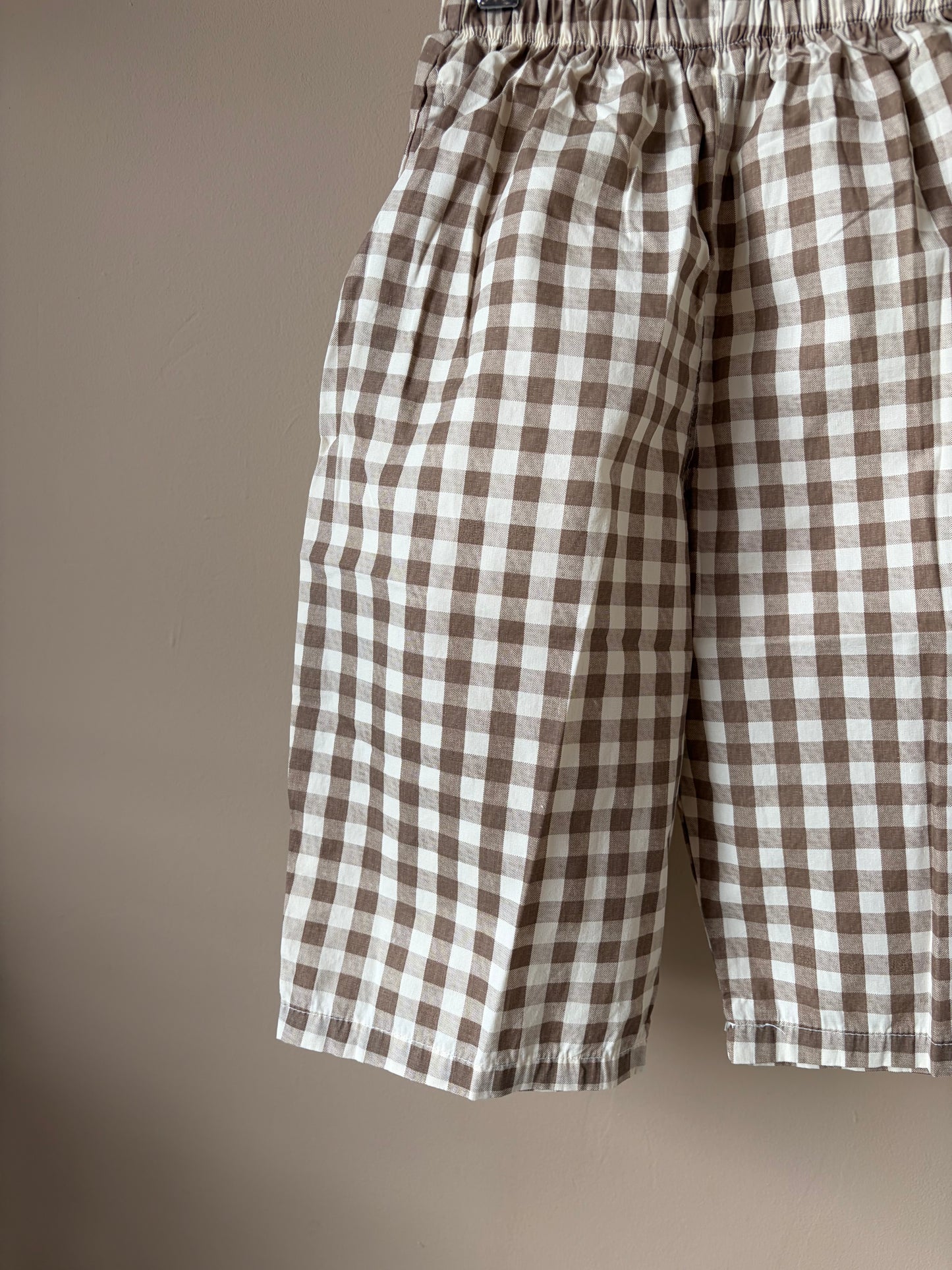 Gingham Wide Leg Trousers Brown