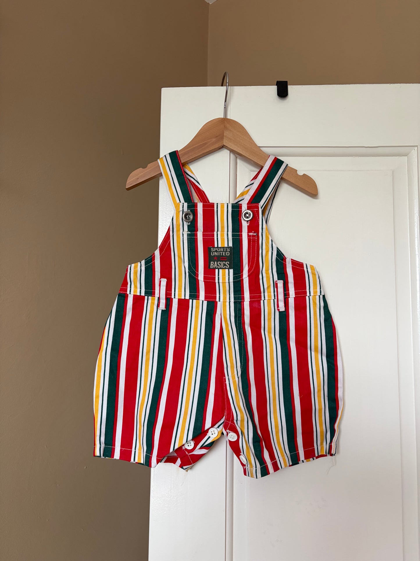 Vintage Striped Short Dungarees 6-12 Months