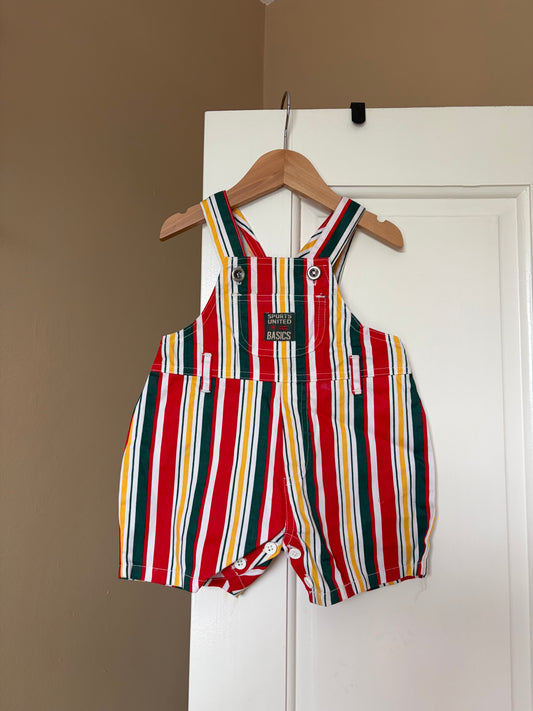 Vintage Striped Short Dungarees 6-12 Months