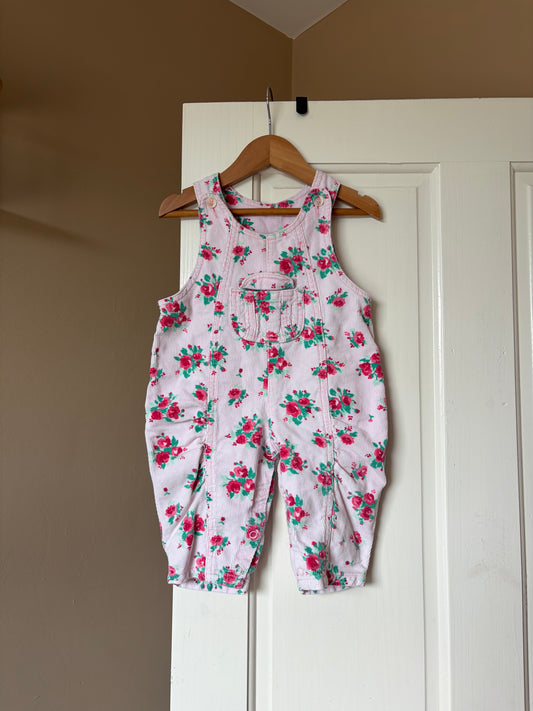 Vintage Floral Cord Dungarees 3-6 Months