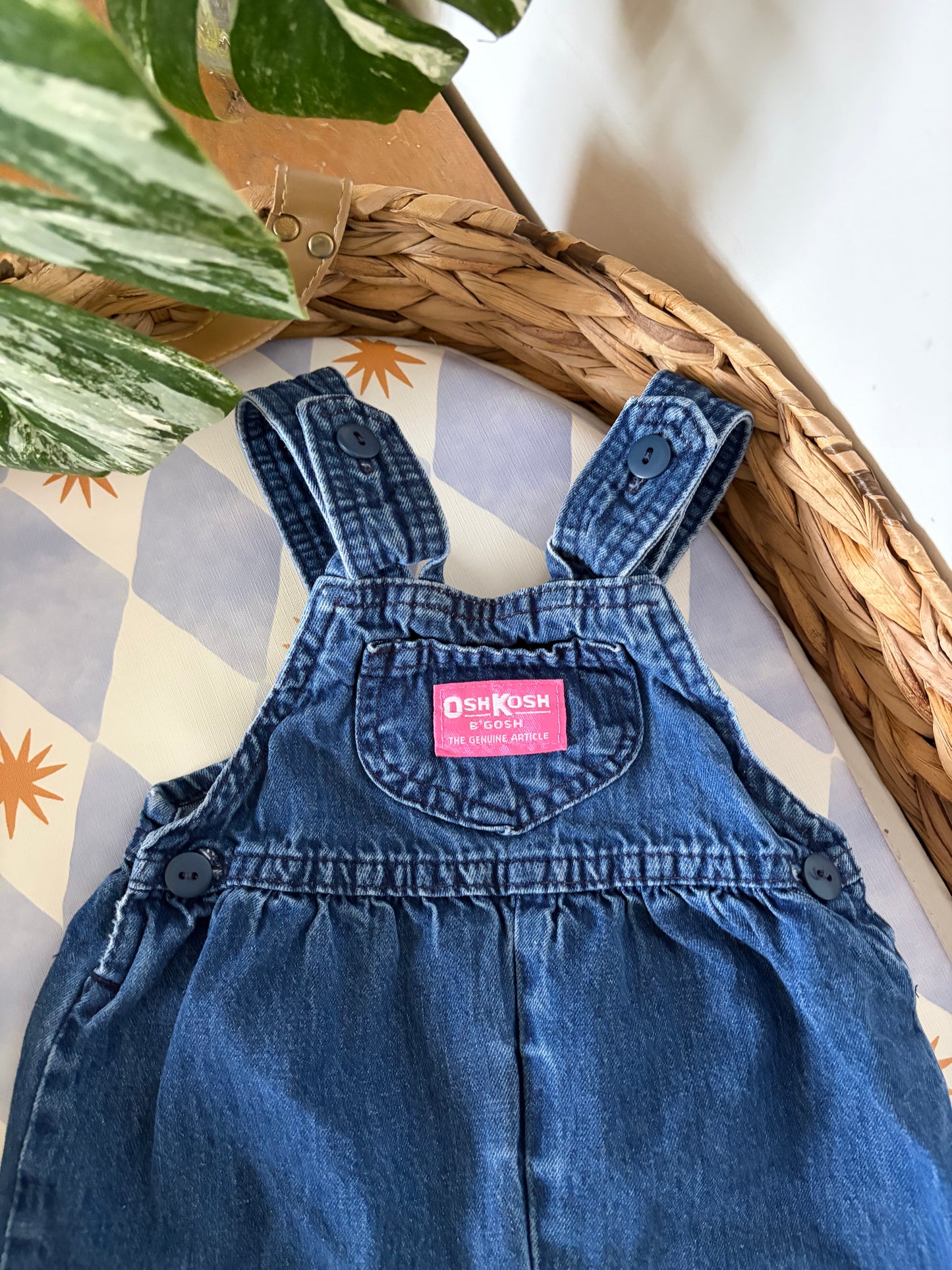 Vintage OshKosh Bubble Bow Union Made Dungarees 6-9 Months