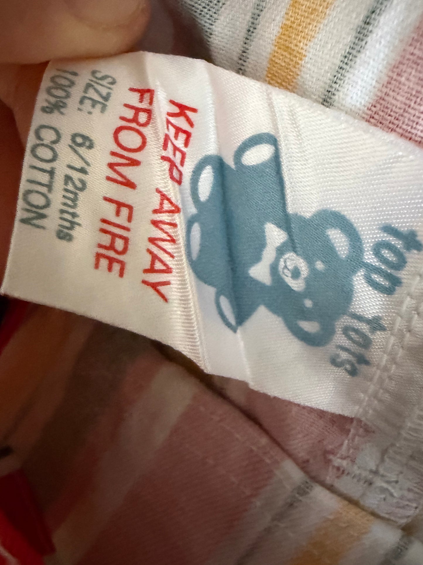 Vintage Striped Short Dungarees 6-12 Months