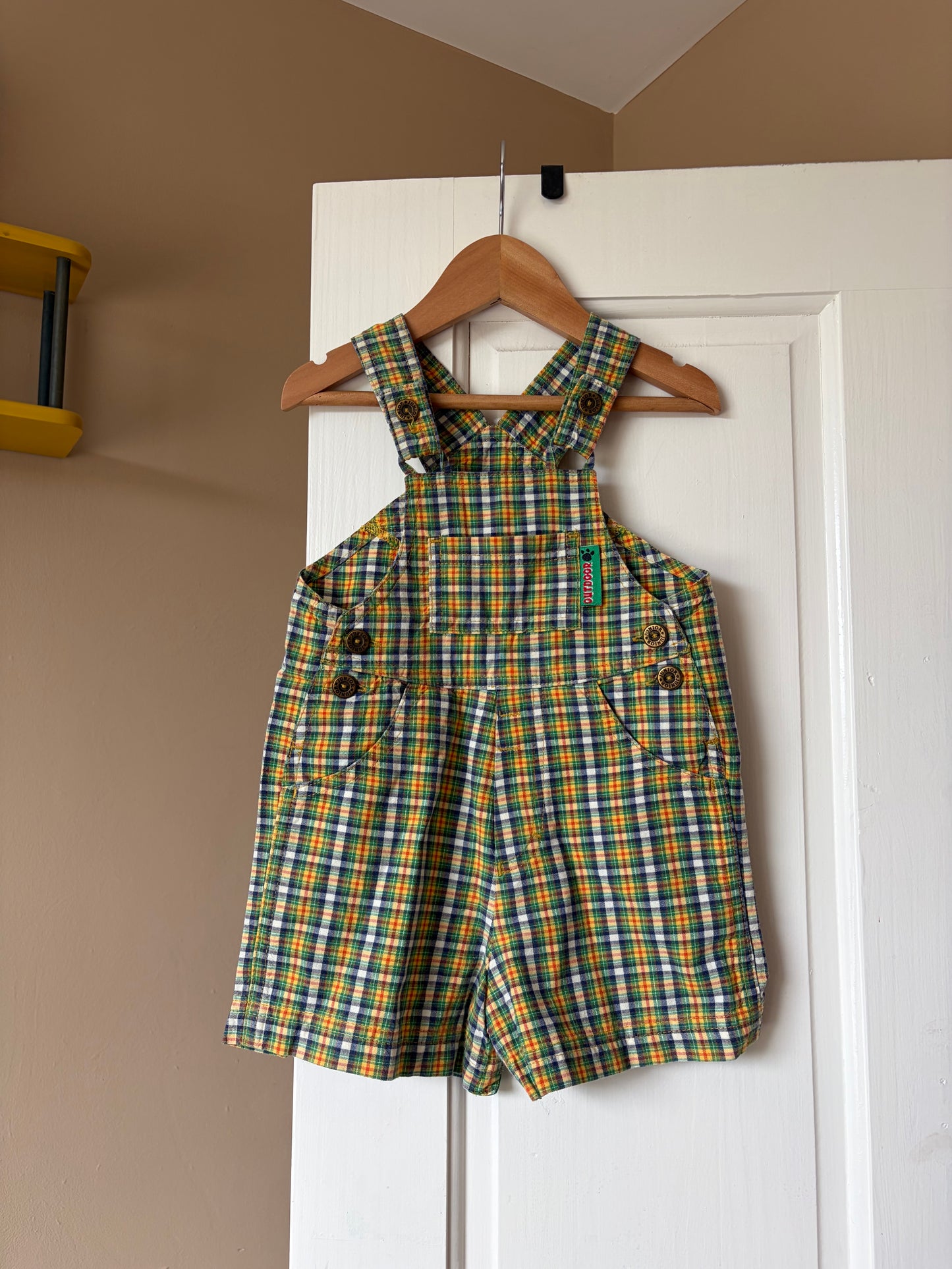 Vintage Plaid St Michael’s Shortalls 12-18 Months