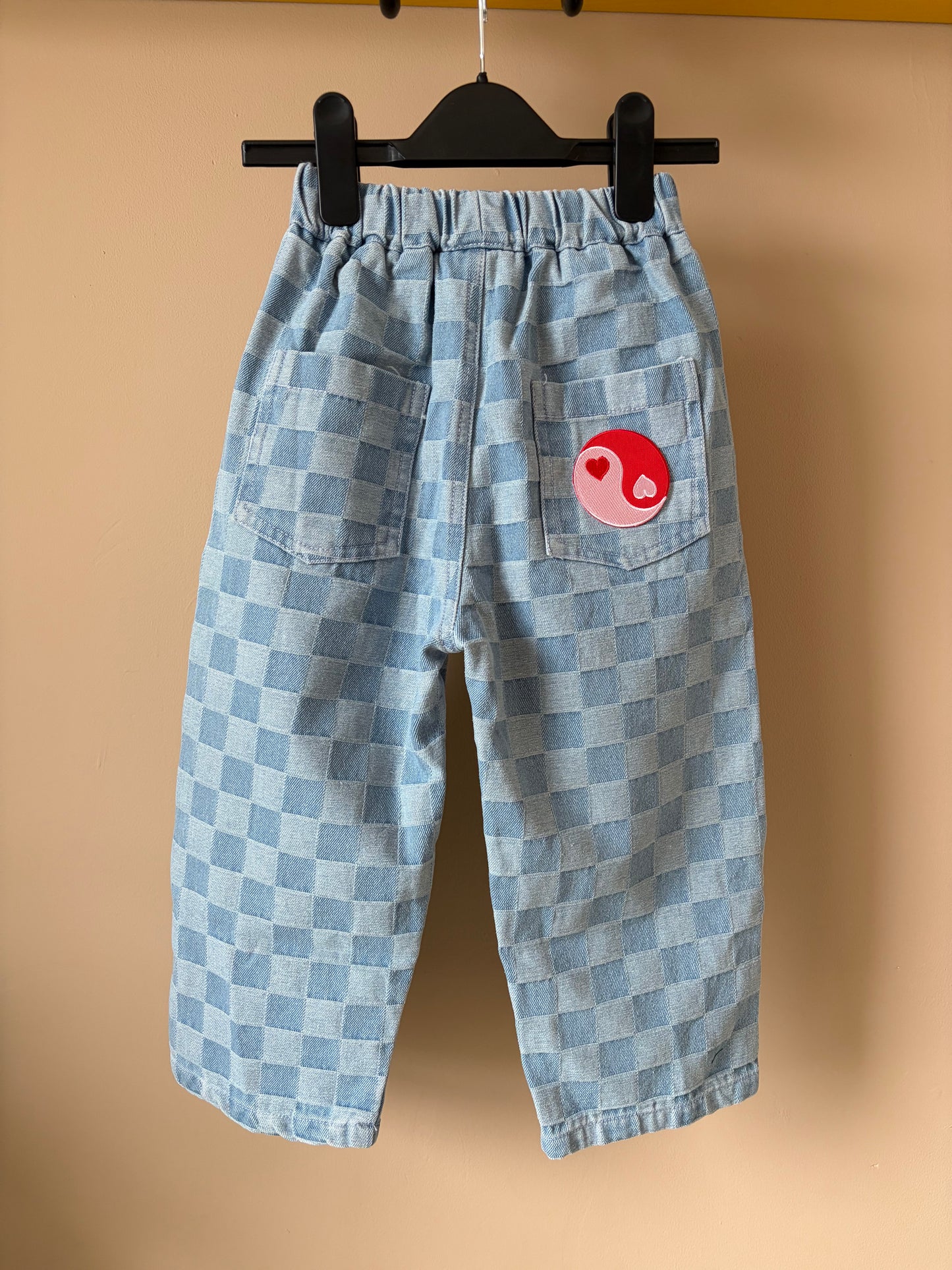 Checkerboard Wide Leg Jeans
