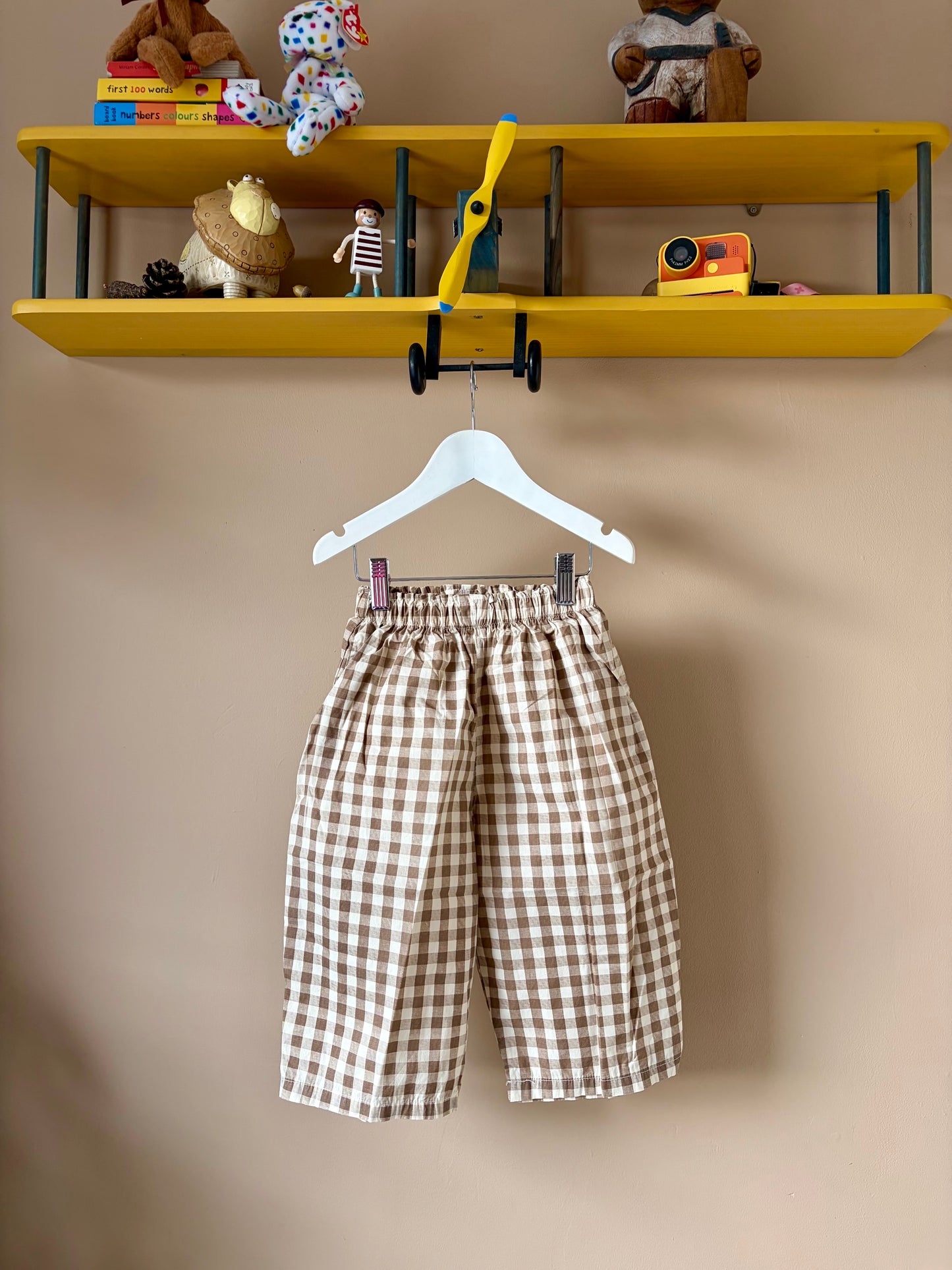 Gingham Wide Leg Trousers Brown
