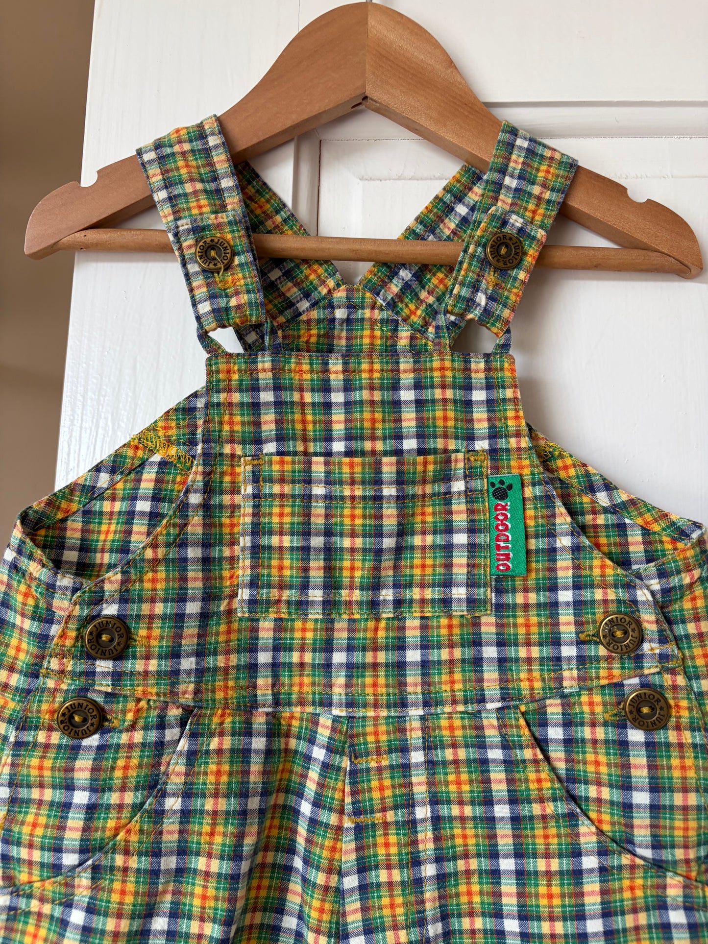 Vintage Plaid St Michael’s Shortalls 12-18 Months