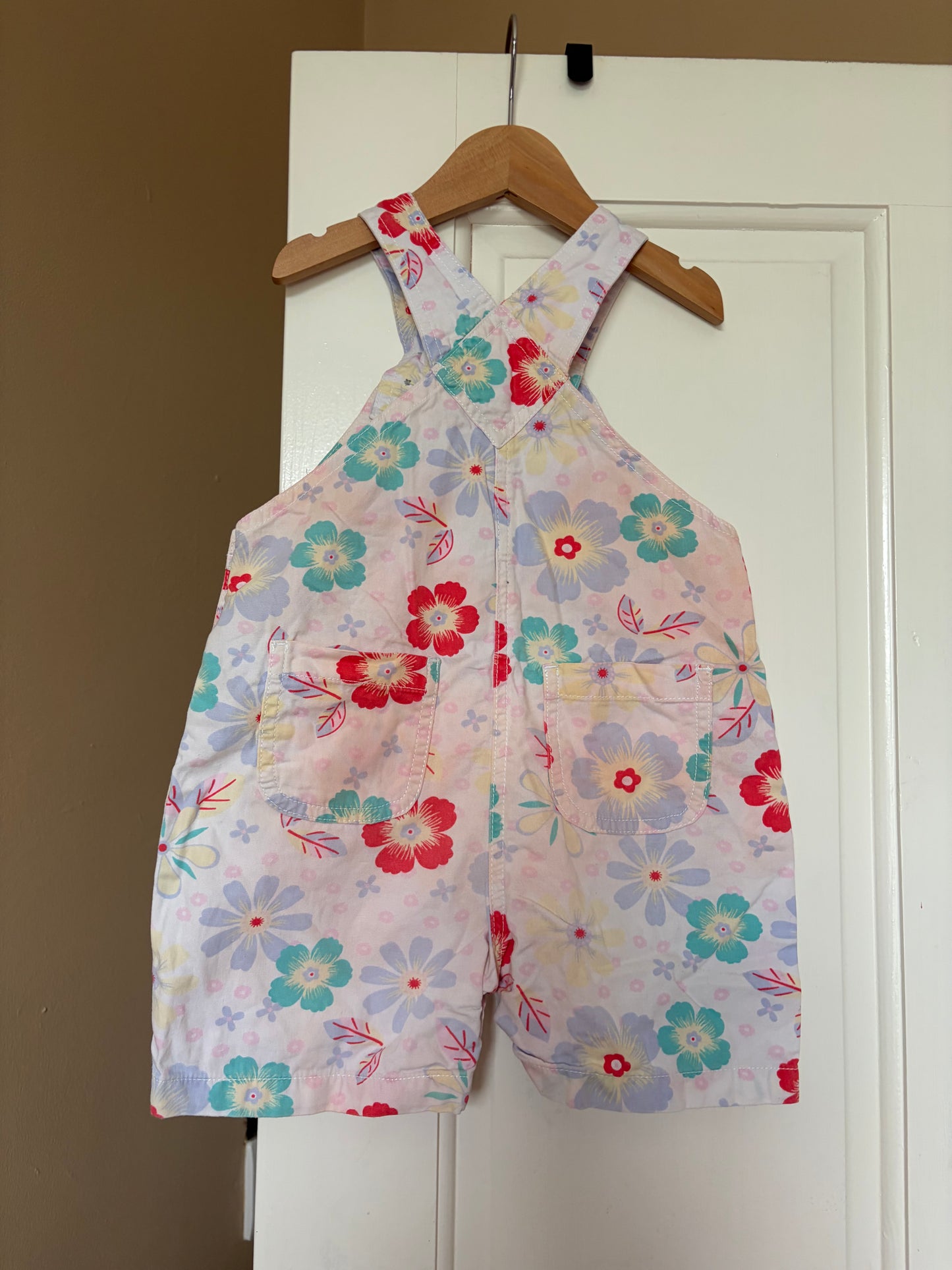Vintage Floral Wide Fit Dungarees 12-18 Months