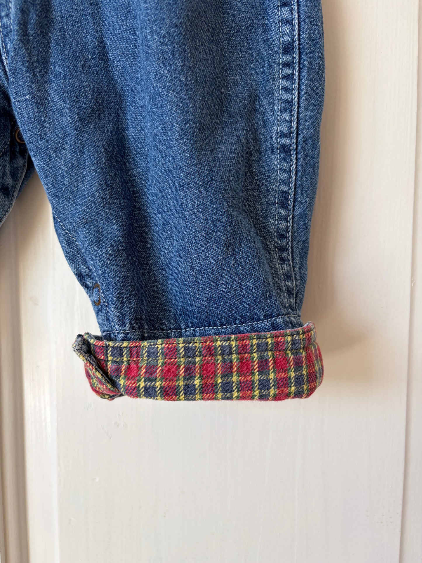 Vintage Tartan Oshkosh Dungarees 3-6 Months