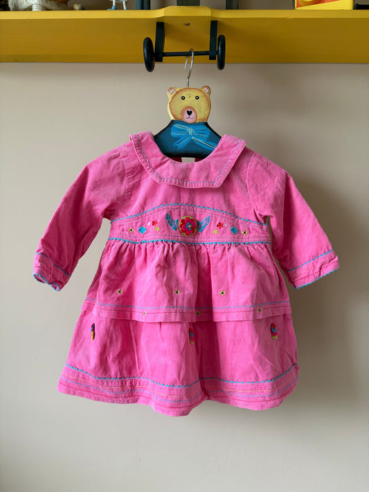 Vintage Corduroy Floral Dress 6 Months