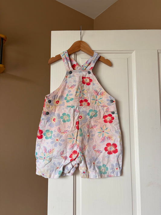 Vintage Floral Wide Fit Dungarees 12-18 Months