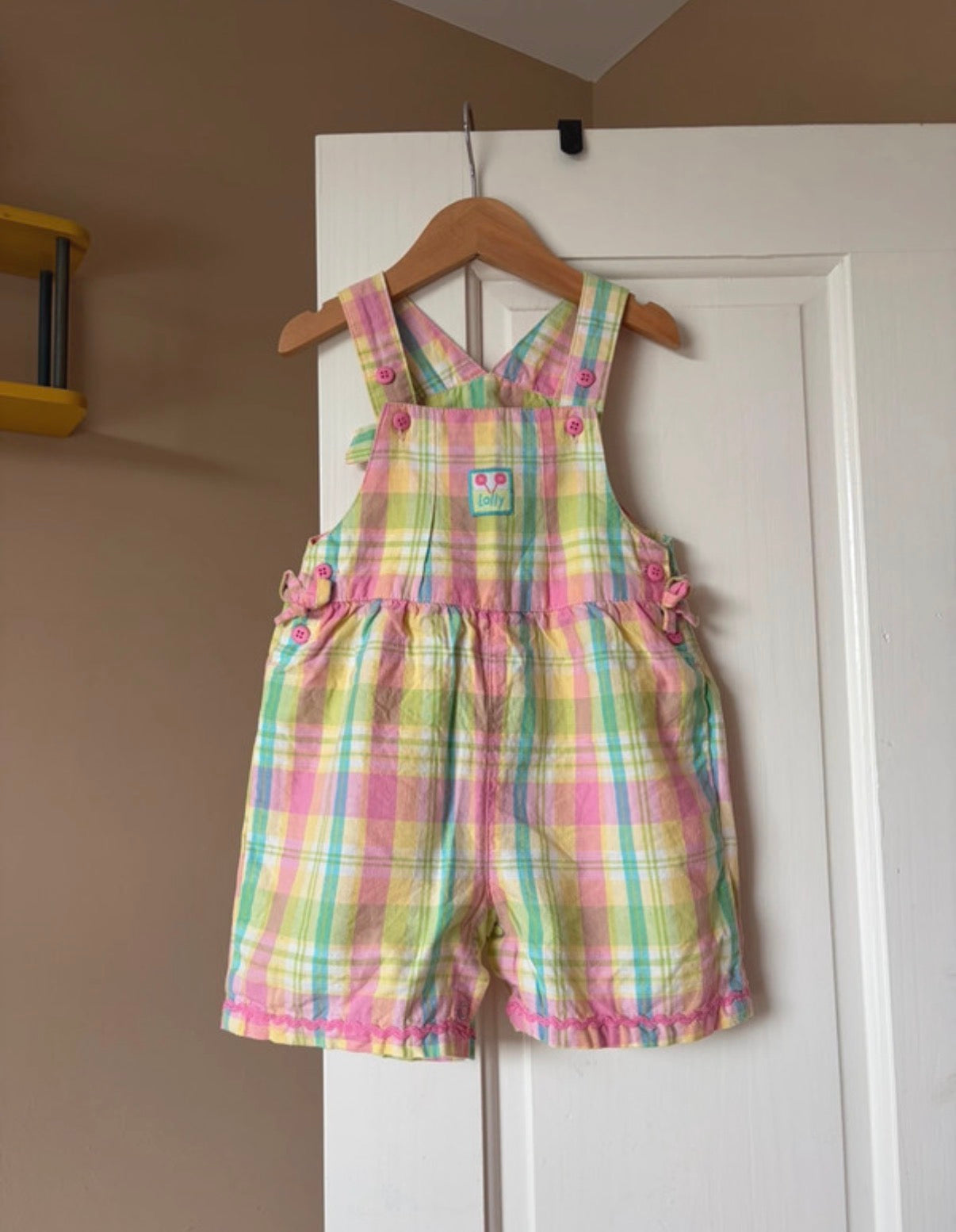 Vintage Plaid Dungarees 9-12 Months