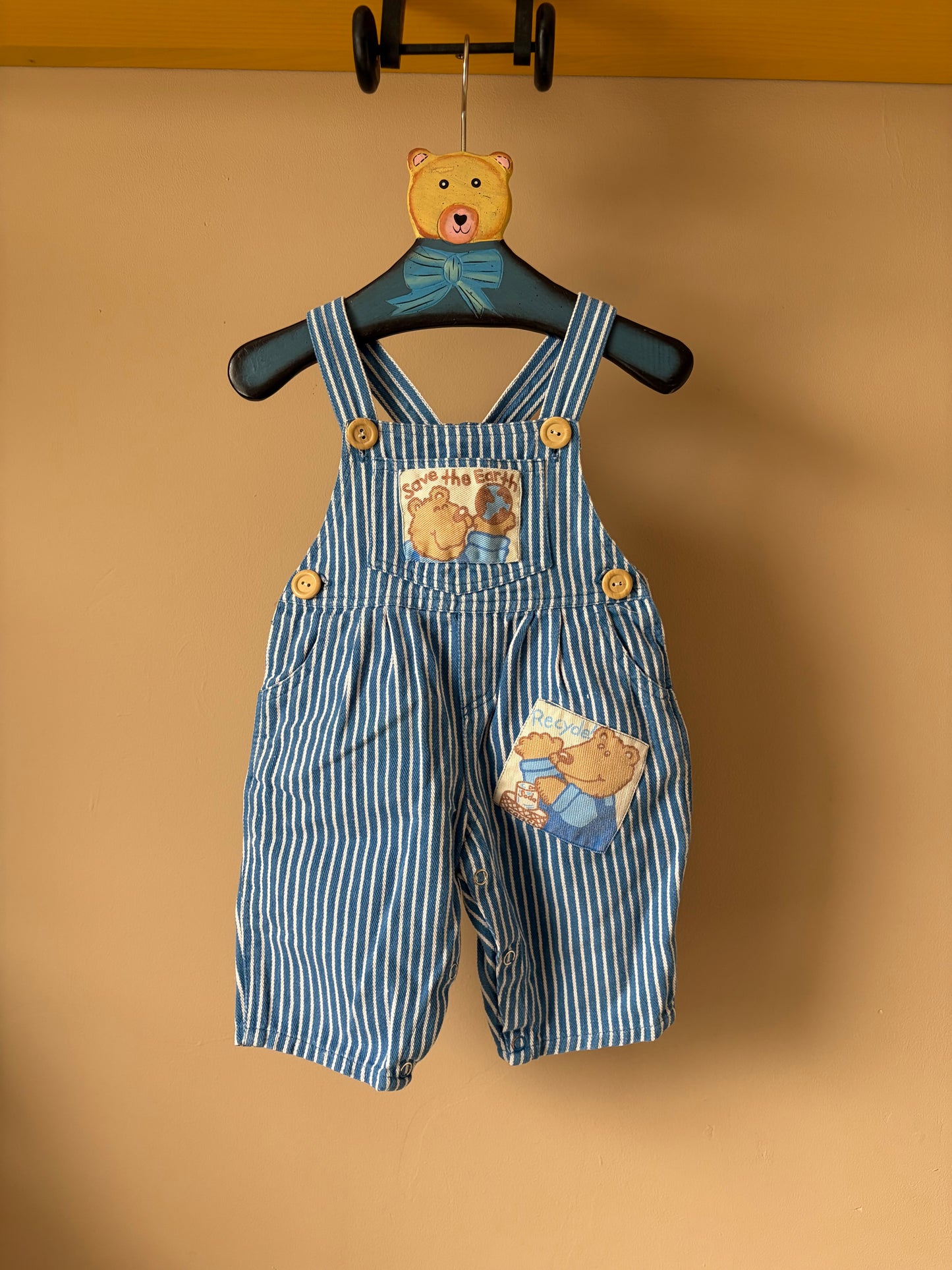 Vintage Striped Dungarees 0-6 Months