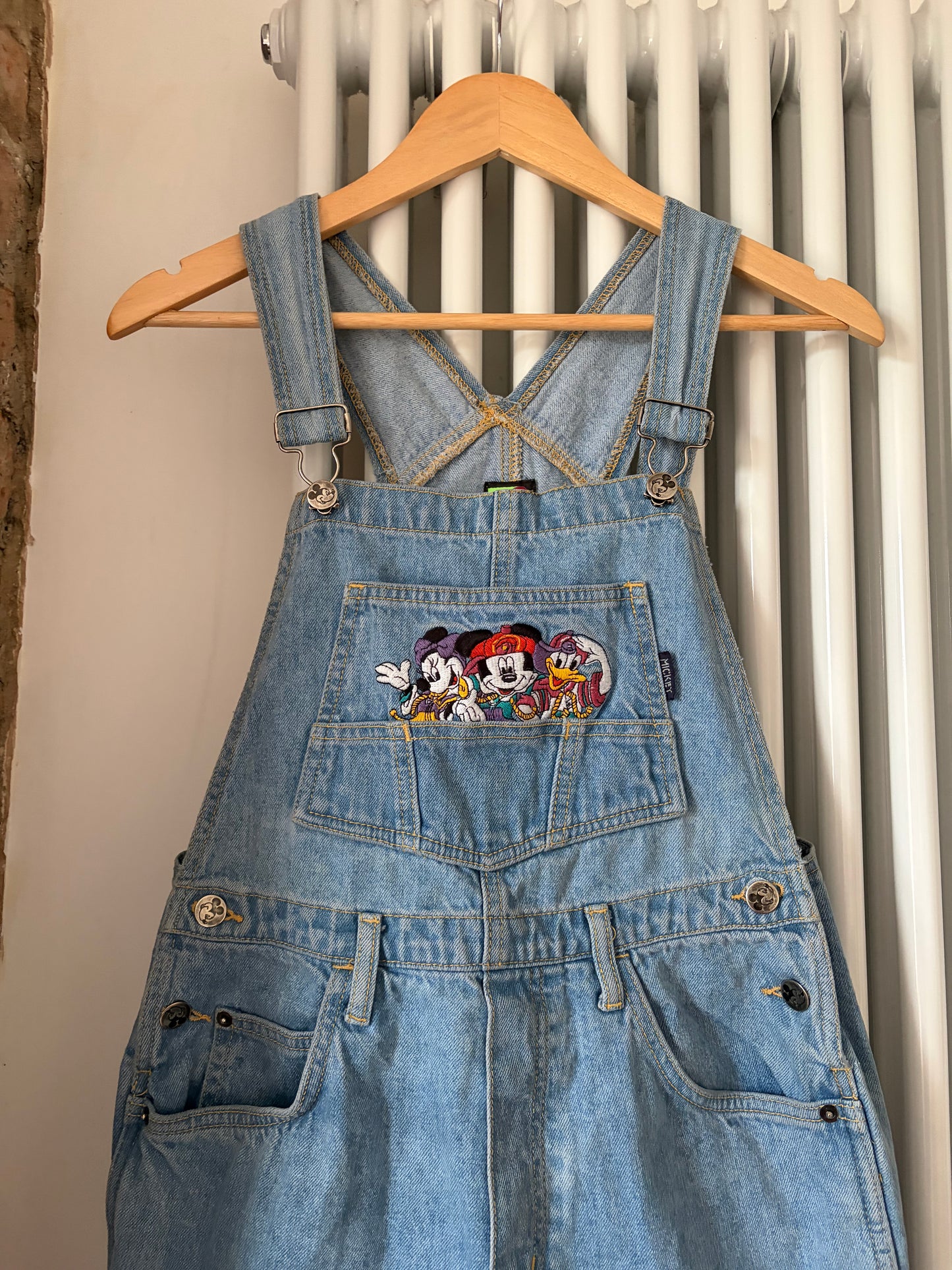 Vintage 90s Adult Mickey Mouse Shortalls 8-10 UK