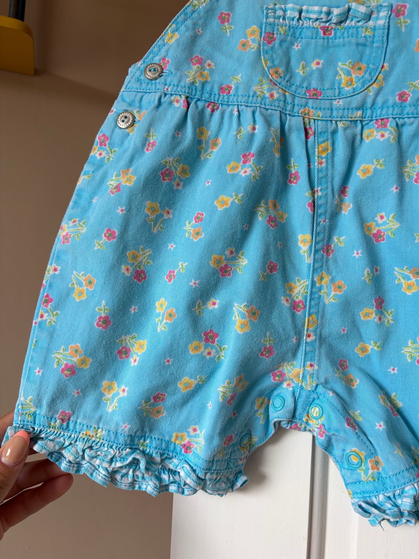 Vintage Floral & Gingham Bubble Shortalls 3-6 Months