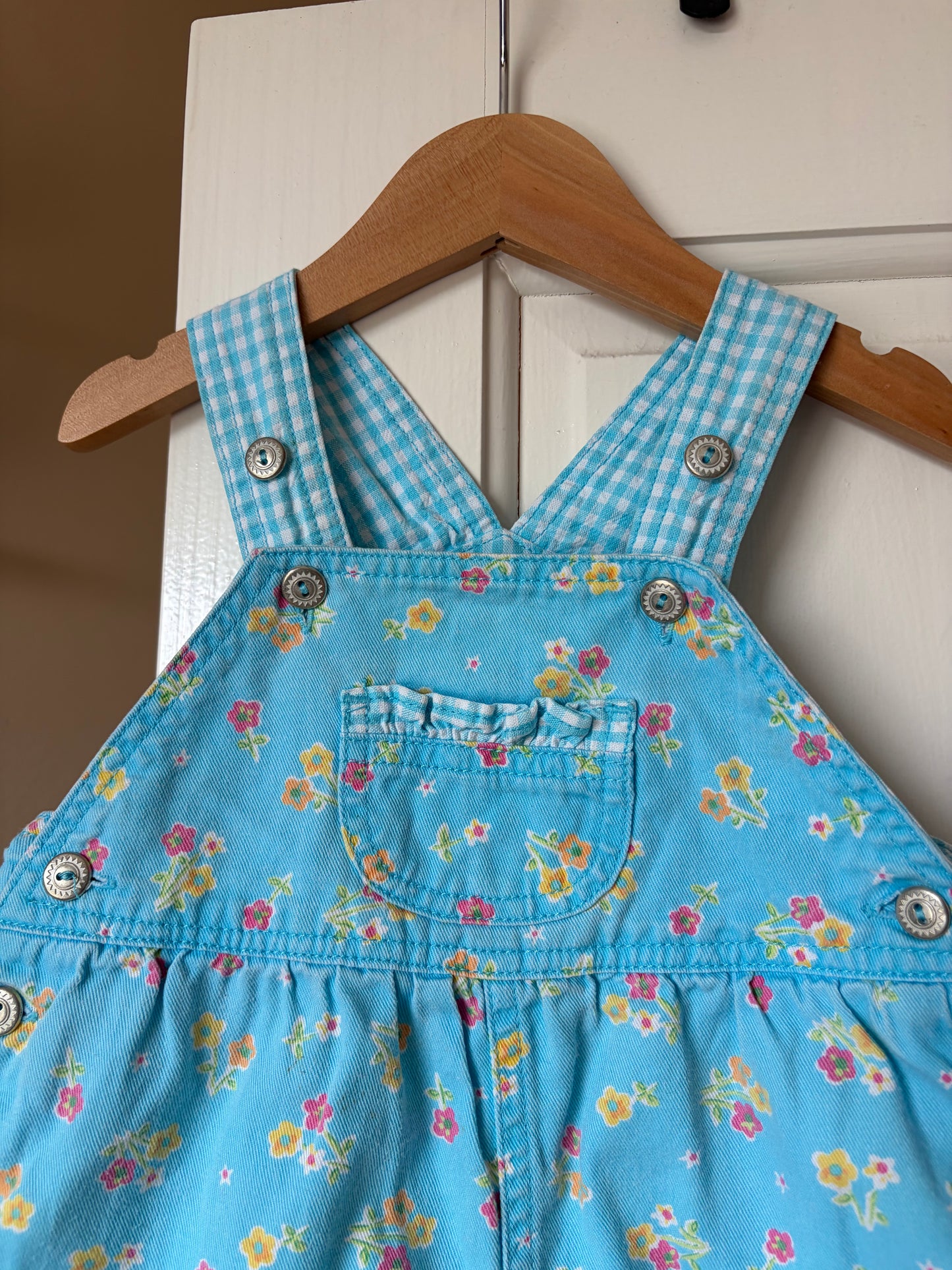 Vintage Floral & Gingham Bubble Shortalls 3-6 Months