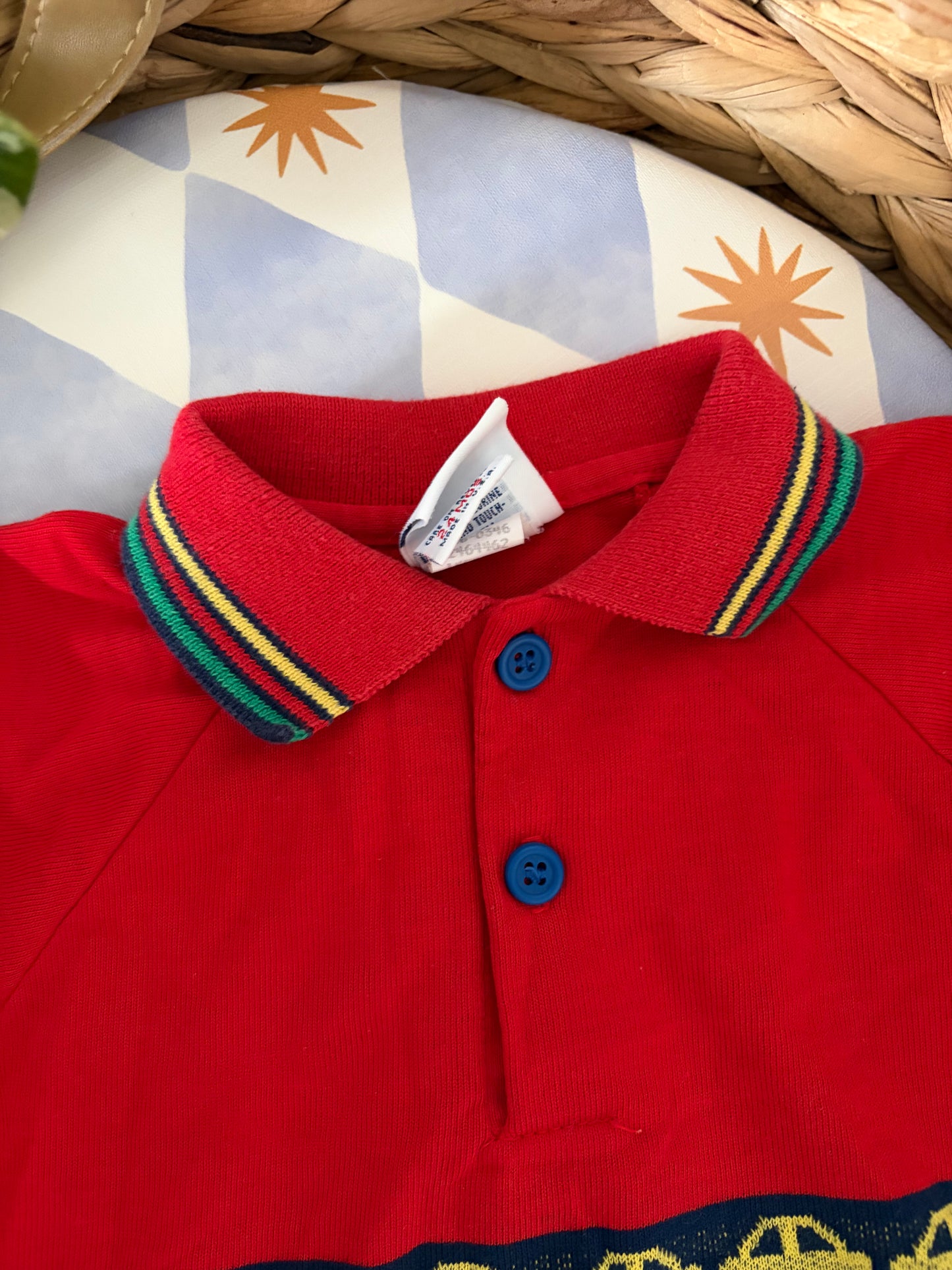 Vintage OshKosh Cars Polo Top & Jeans 2 Years