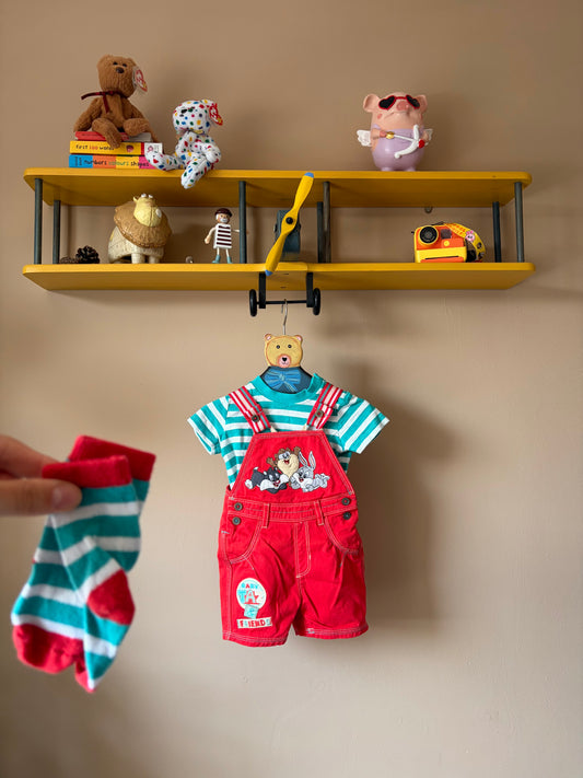 Y2K Looney Tunes Dungarees, Top and Socks 0-3 Months
