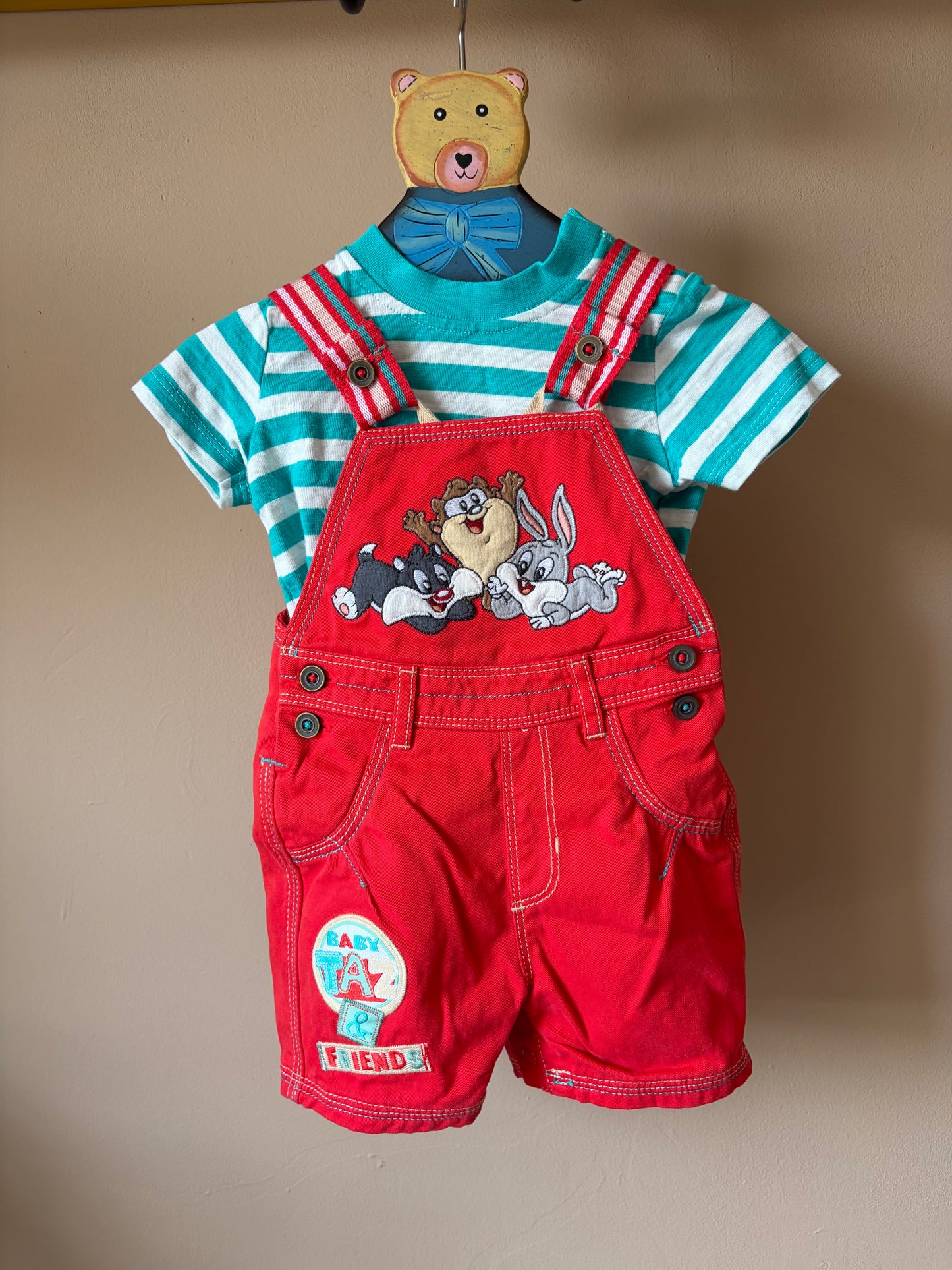 Y2K Looney Tunes Dungarees, Top and Socks 0-3 Months