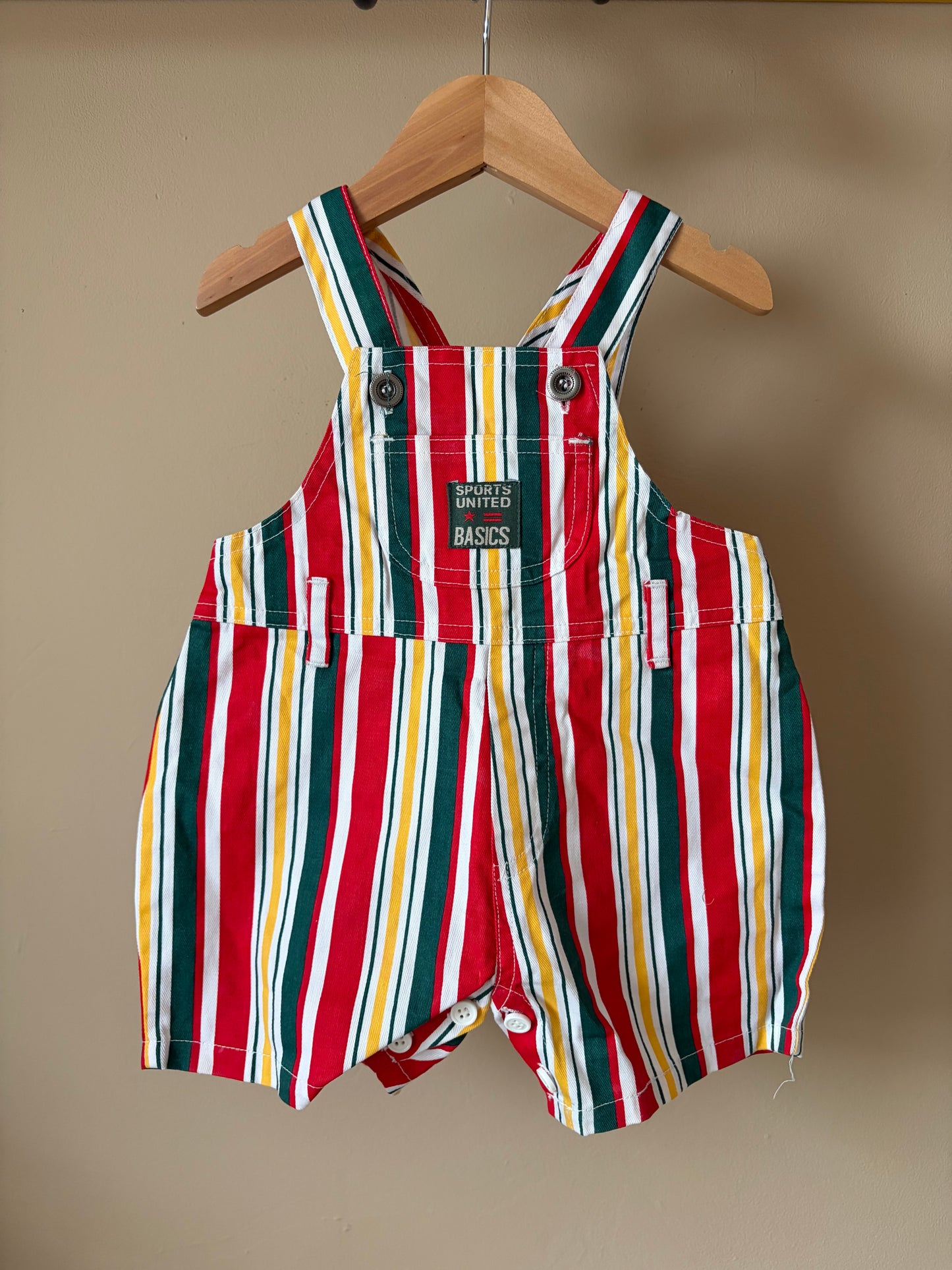 Vintage Striped Short Dungarees 6-12 Months