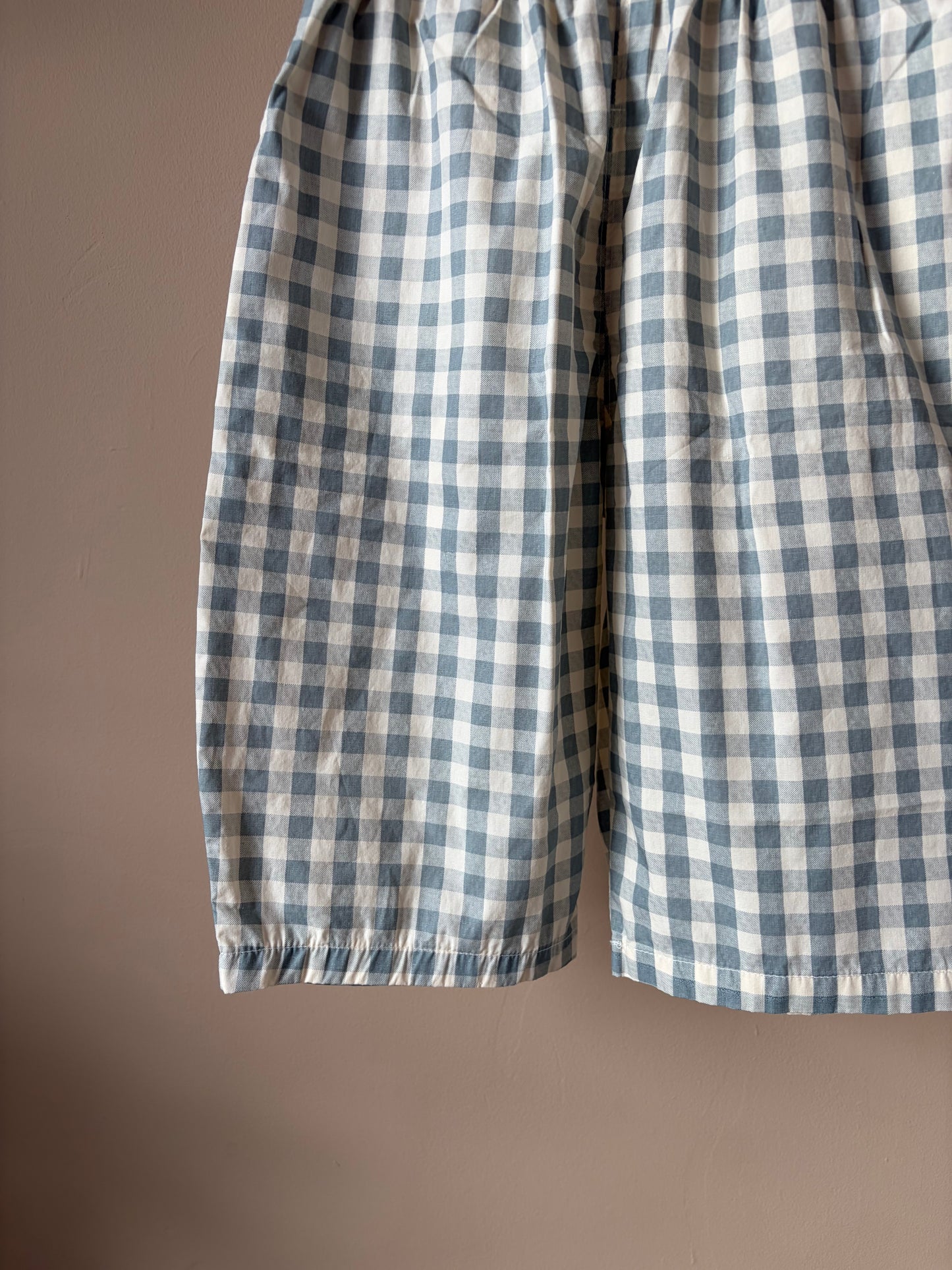 Gingham Wide Leg Trousers Blue