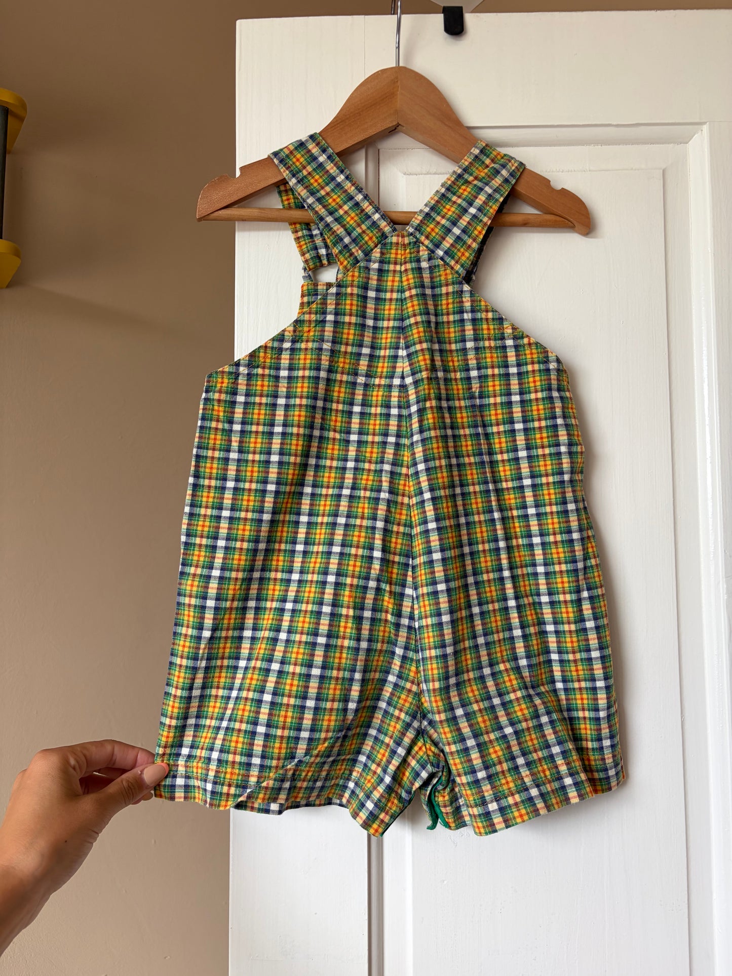 Vintage Plaid St Michael’s Shortalls 12-18 Months