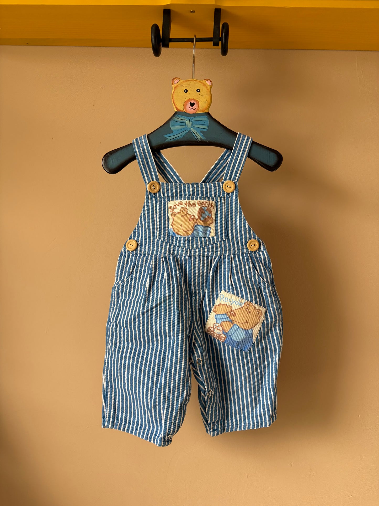 Vintage Striped Dungarees 0-6 Months
