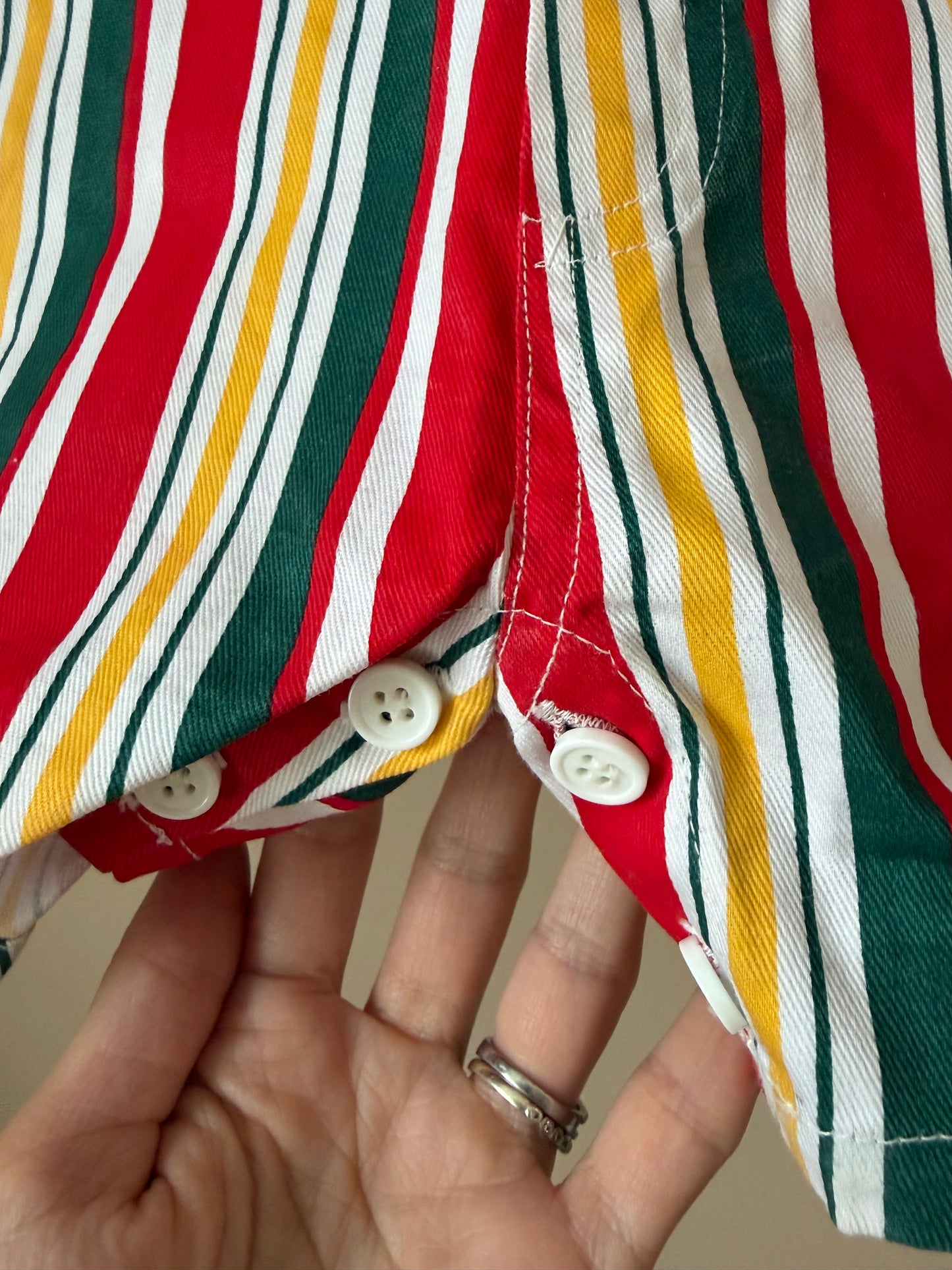 Vintage Striped Short Dungarees 6-12 Months