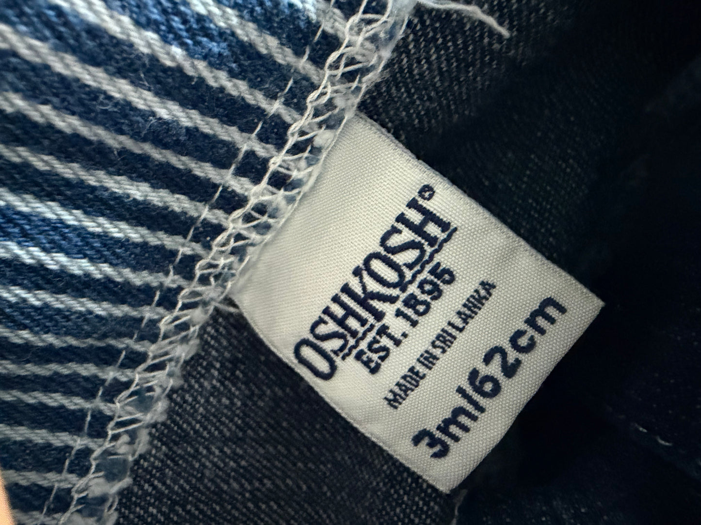 Vintage Oshkosh Hickory Striped Denim Dress 3 Months