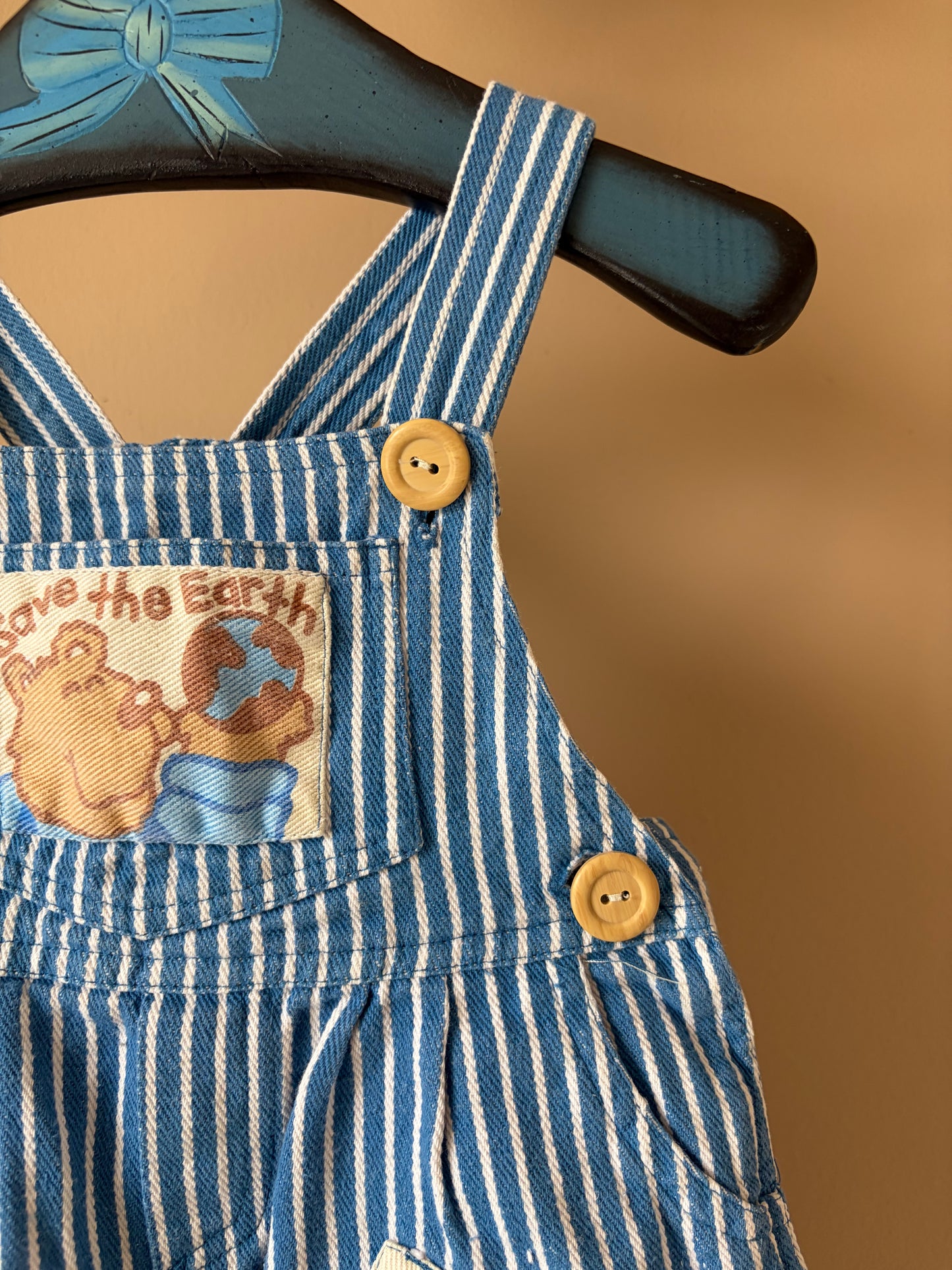 Vintage Striped Dungarees 0-6 Months