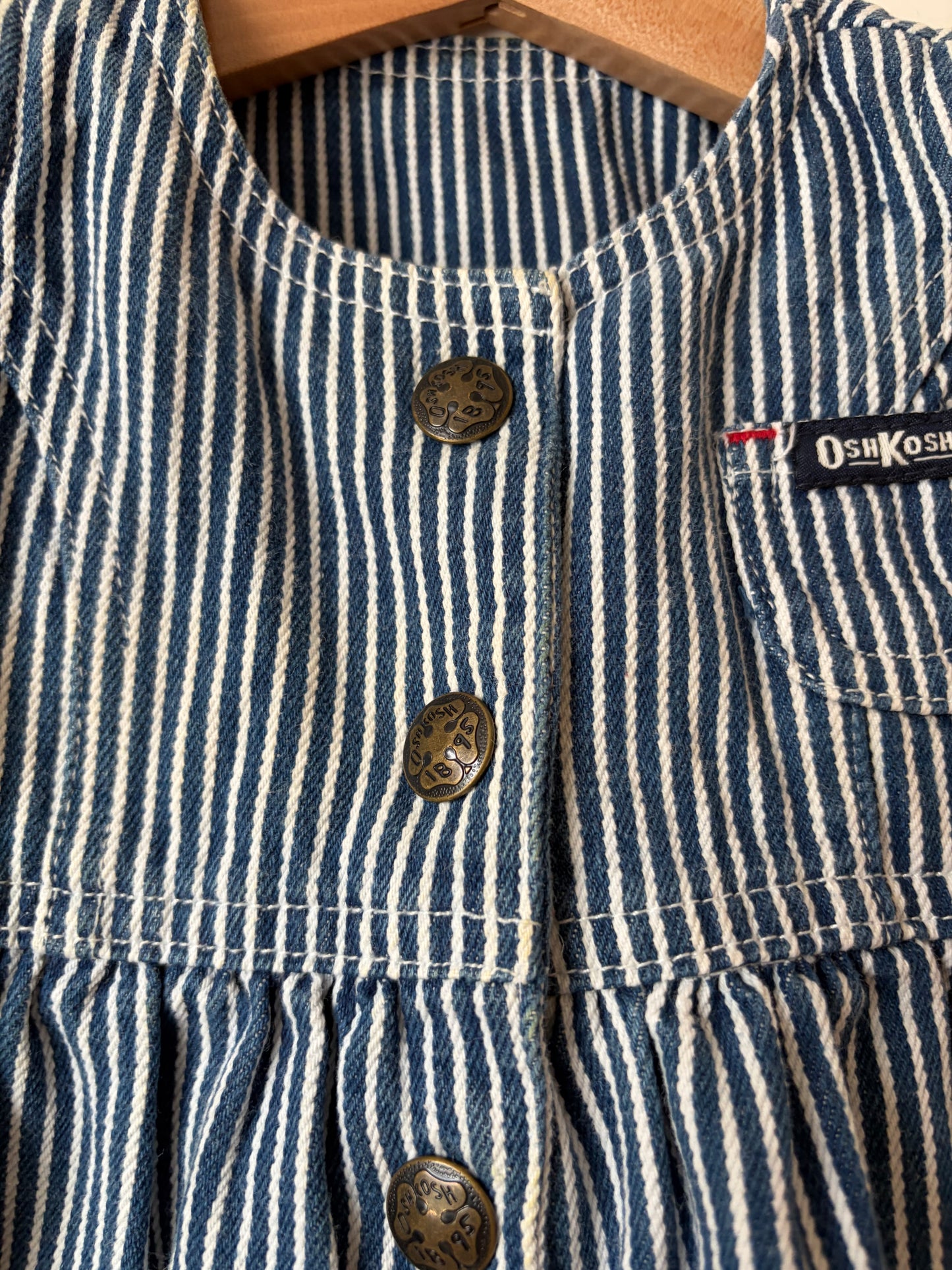 Vintage Hickory Stripe Oshkosh Denim Dress 6 Months