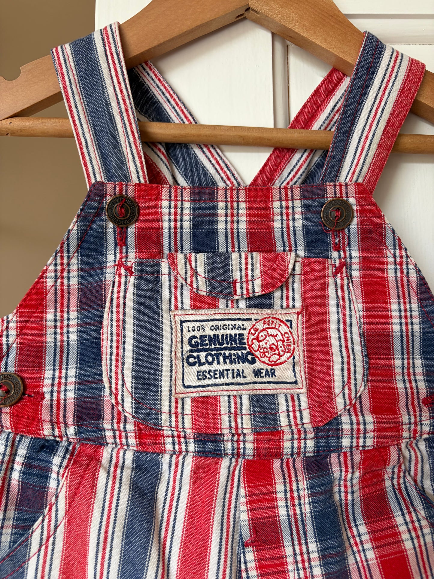 Vintage St Michael’s Bubble Fit Plaid and Striped Shortalls 12-18 Months
