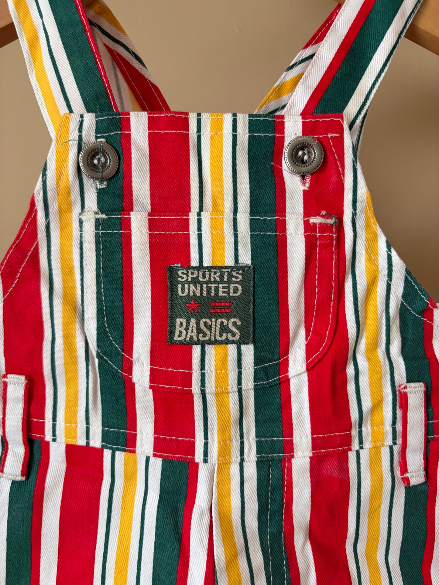 Vintage Striped Short Dungarees 6-12 Months