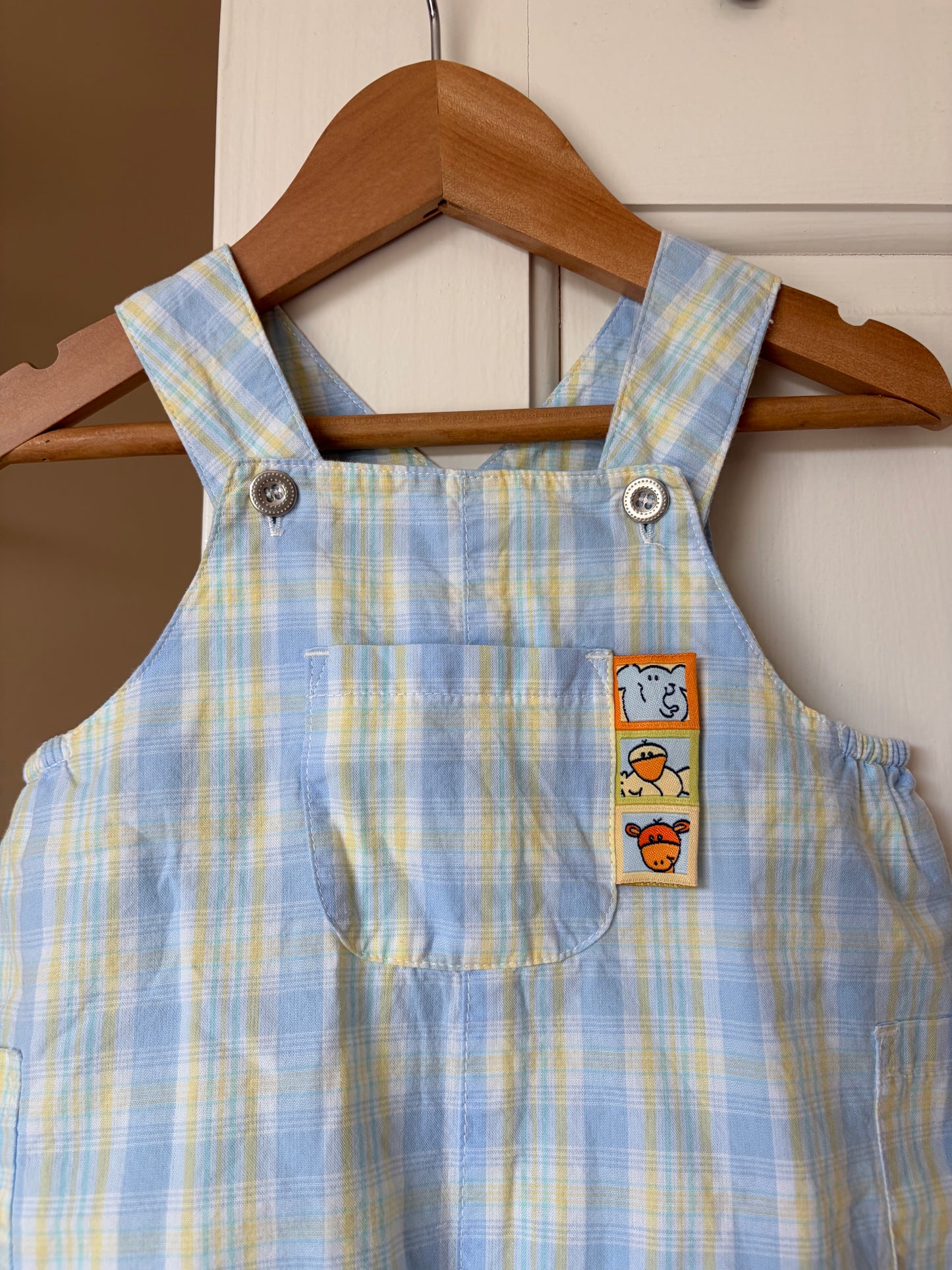 Vintage Plaid Bubble Fit Shortalls 6-9 Months