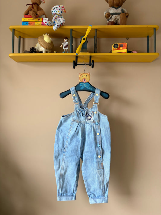 Vintage St Michael’s Light Wash Balloon Fit Denim Dungarees 6-12+ Months