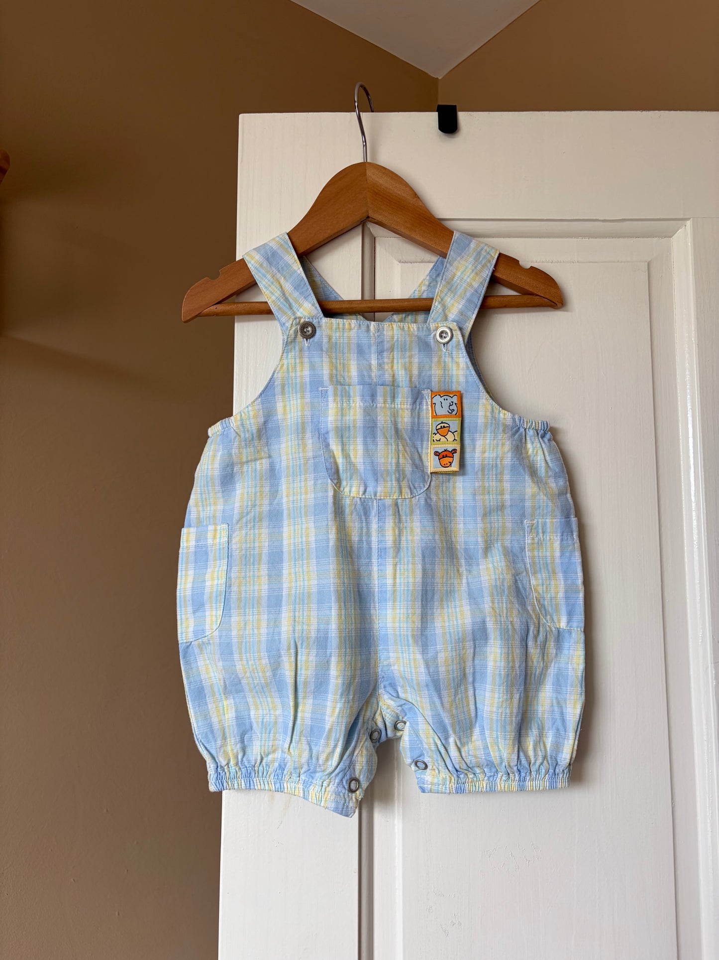 Vintage Plaid Bubble Fit Shortalls 6-9 Months