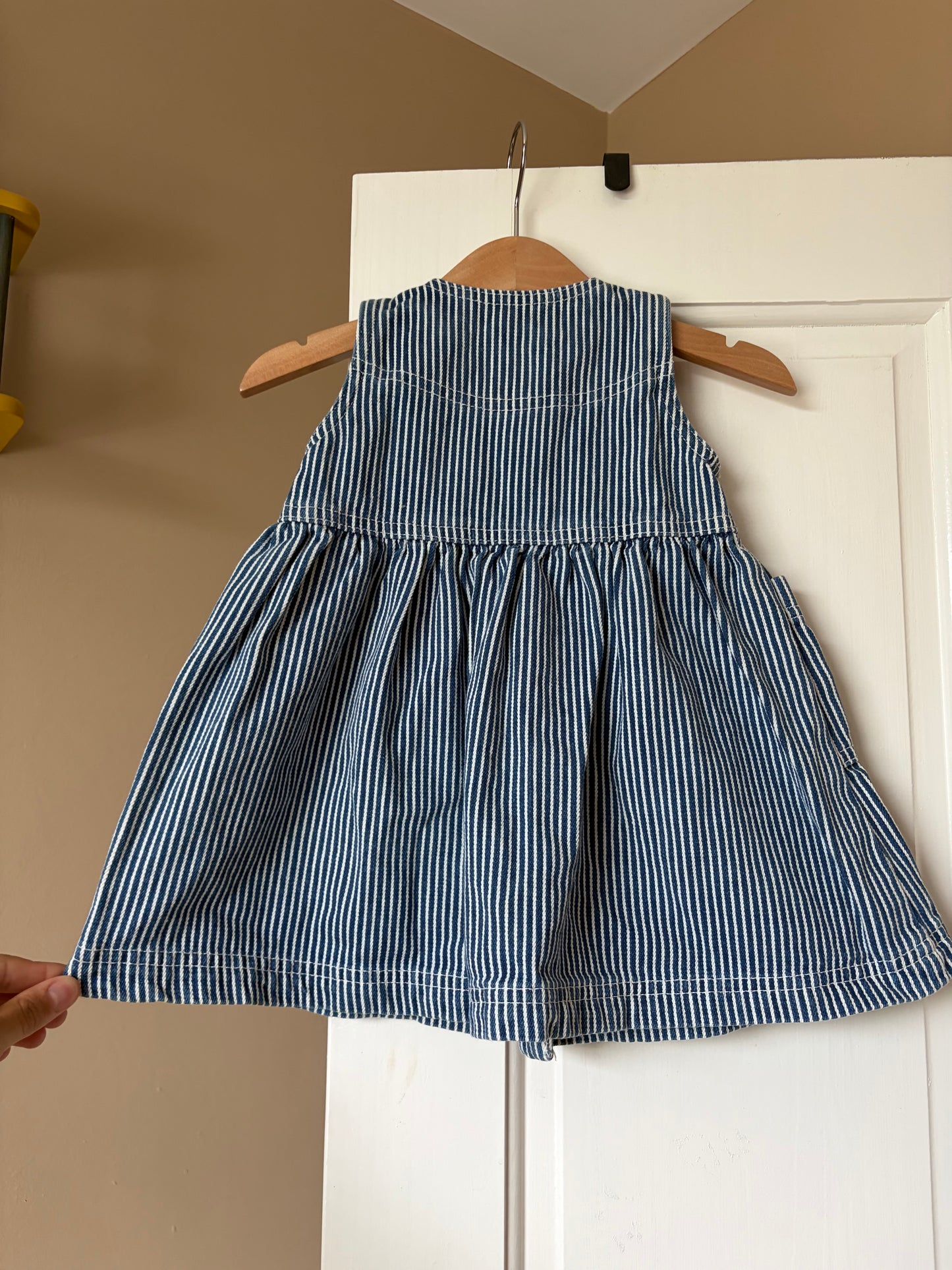 Vintage Hickory Stripe Oshkosh Denim Dress 6 Months