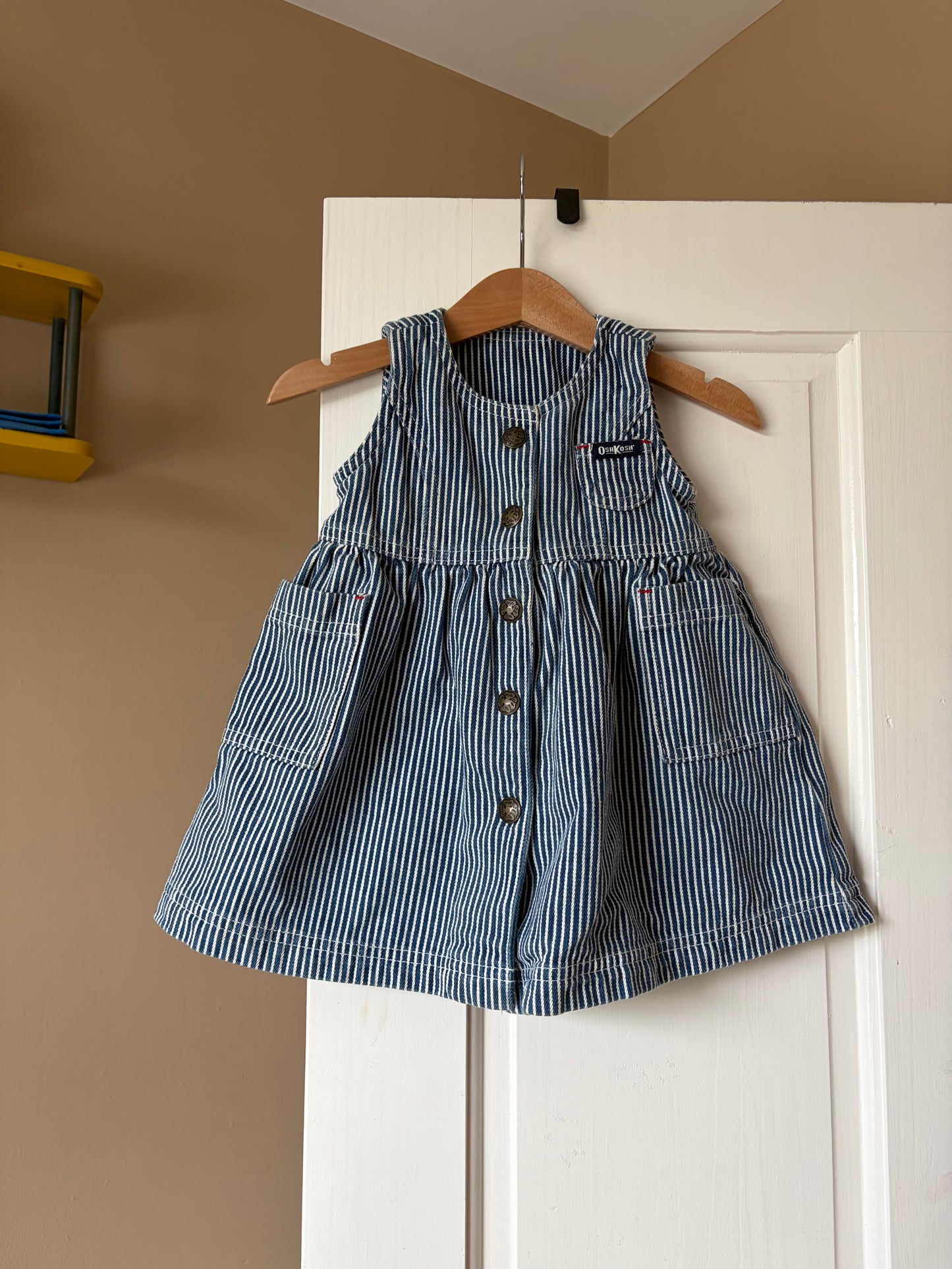 Vintage Hickory Stripe Oshkosh Denim Dress 6 Months
