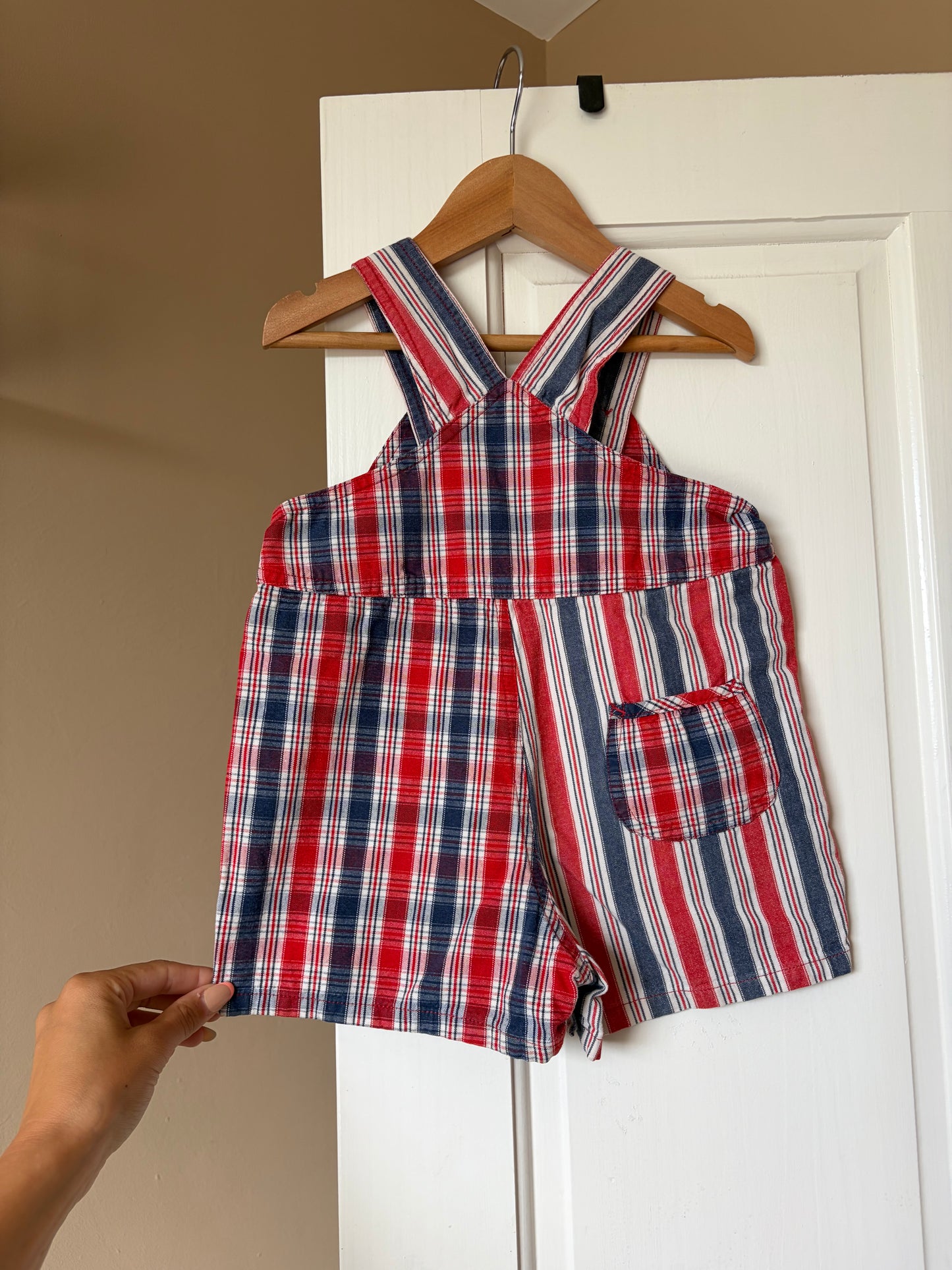 Vintage St Michael’s Bubble Fit Plaid and Striped Shortalls 12-18 Months