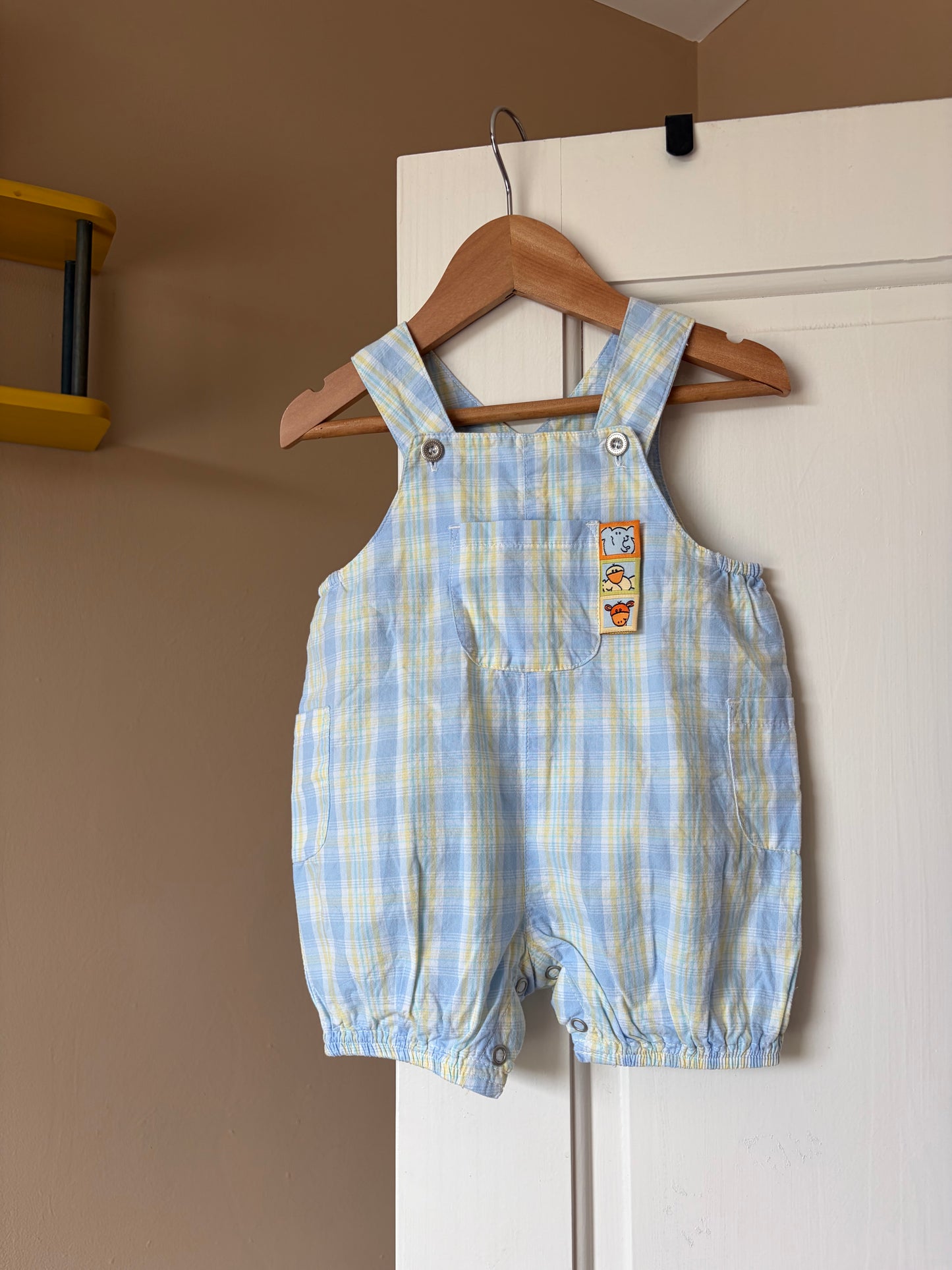 Vintage Plaid Bubble Fit Shortalls 6-9 Months