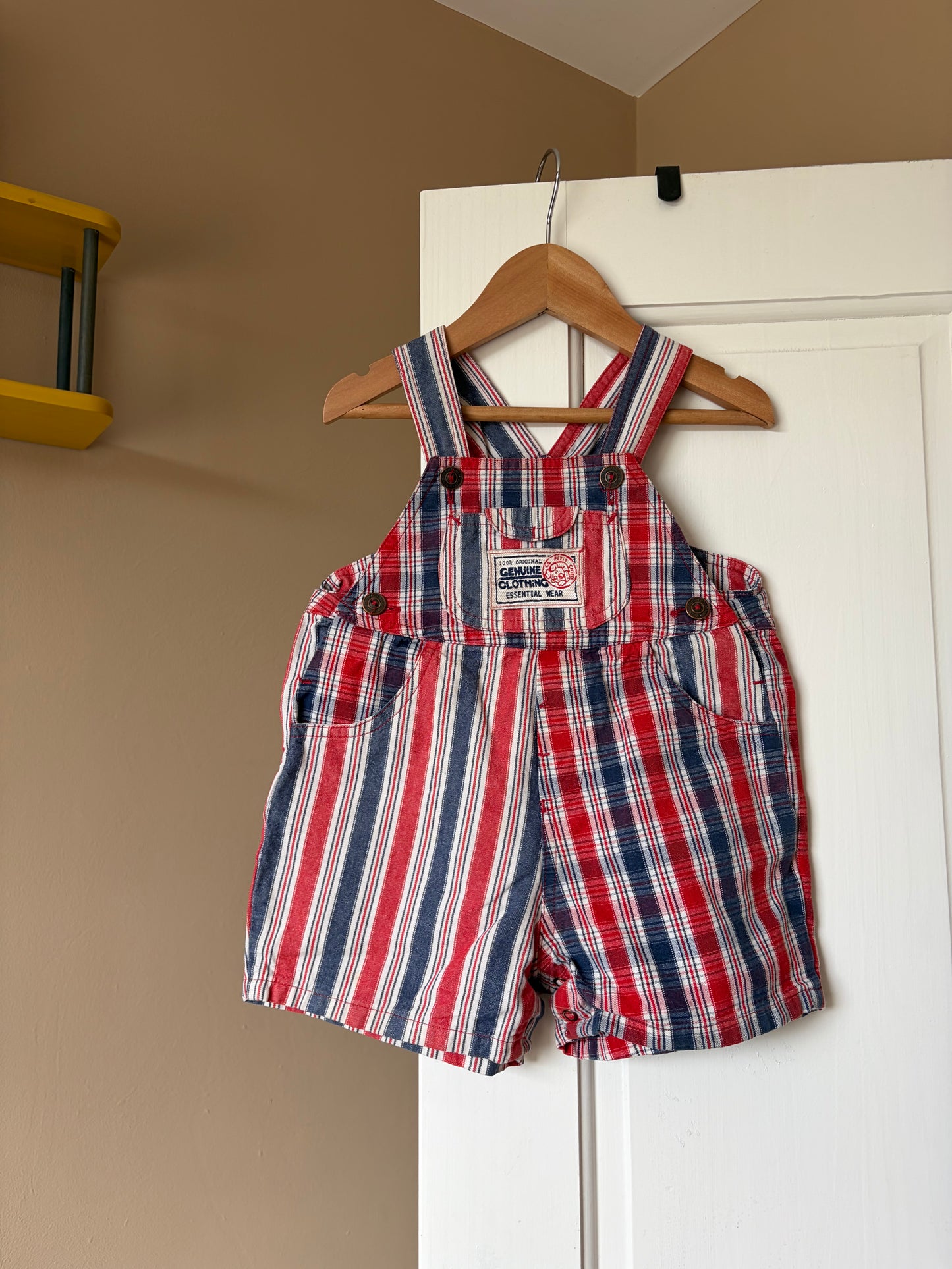 Vintage St Michael’s Bubble Fit Plaid and Striped Shortalls 12-18 Months