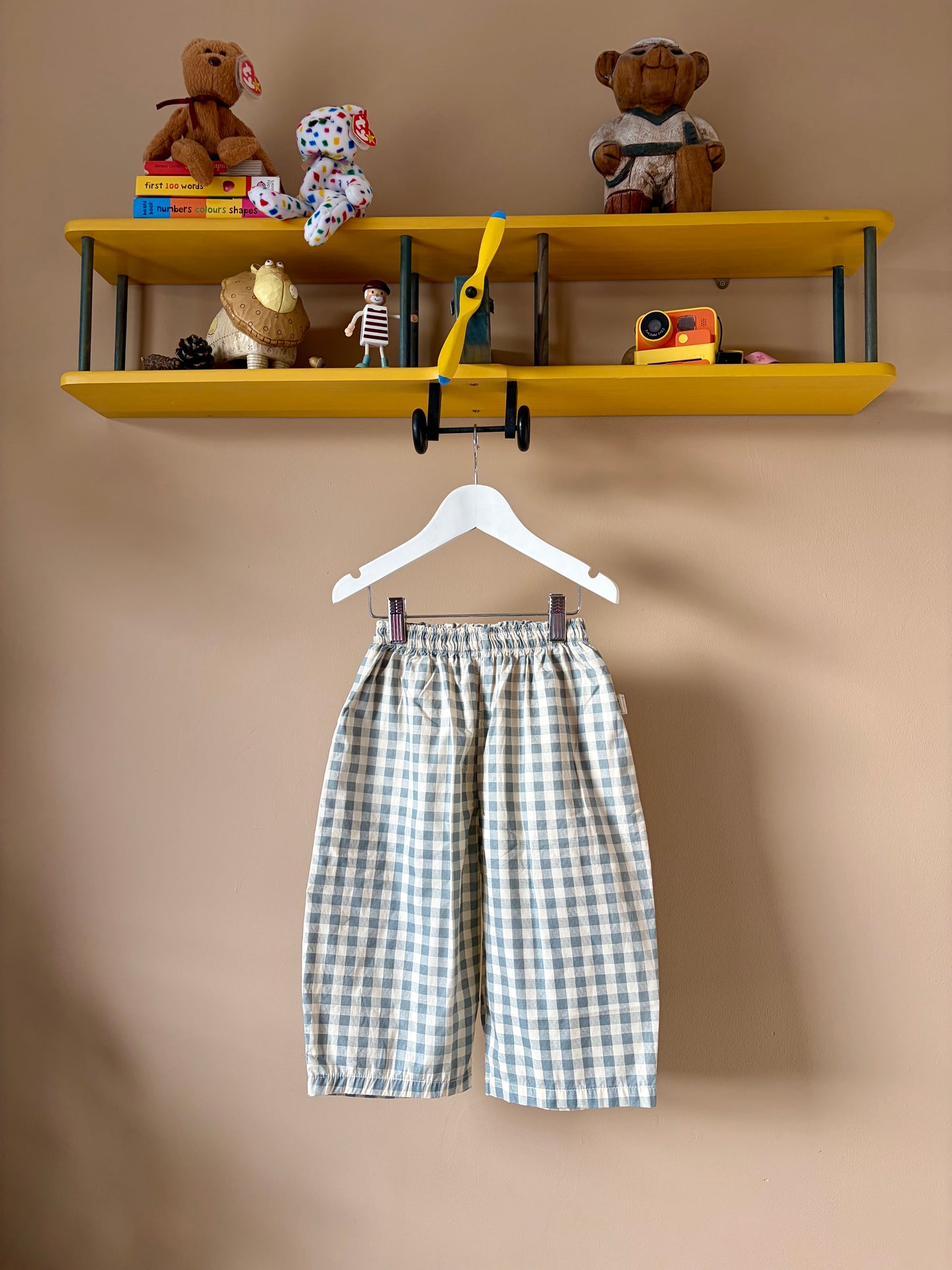 Gingham Wide Leg Trousers Blue