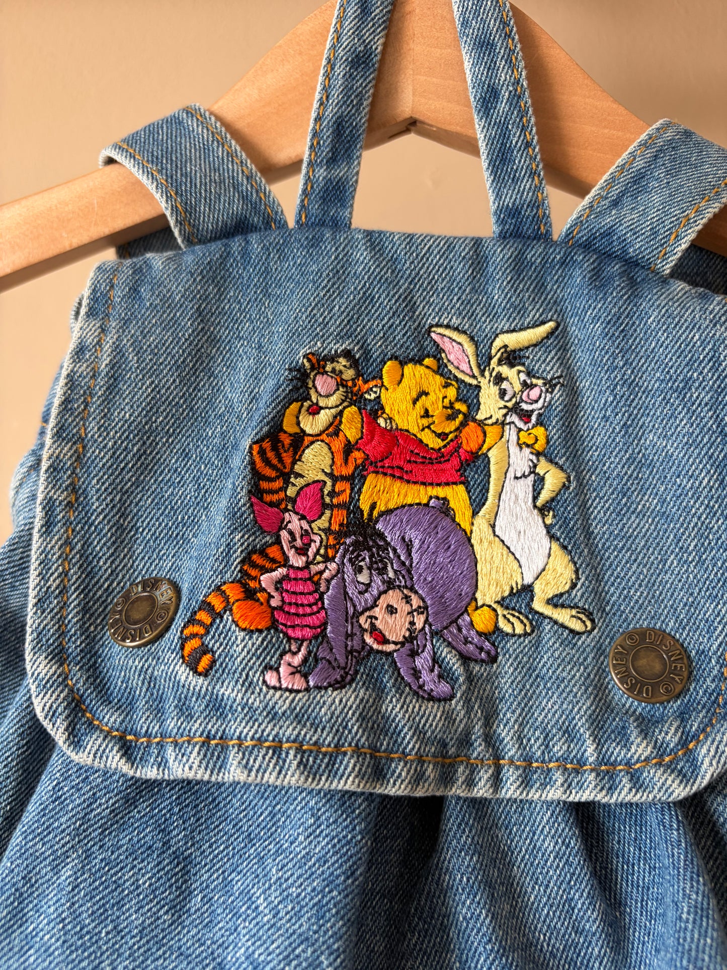Vintage The Disney Store Winnie The Pooh & Friends Denim Backpack