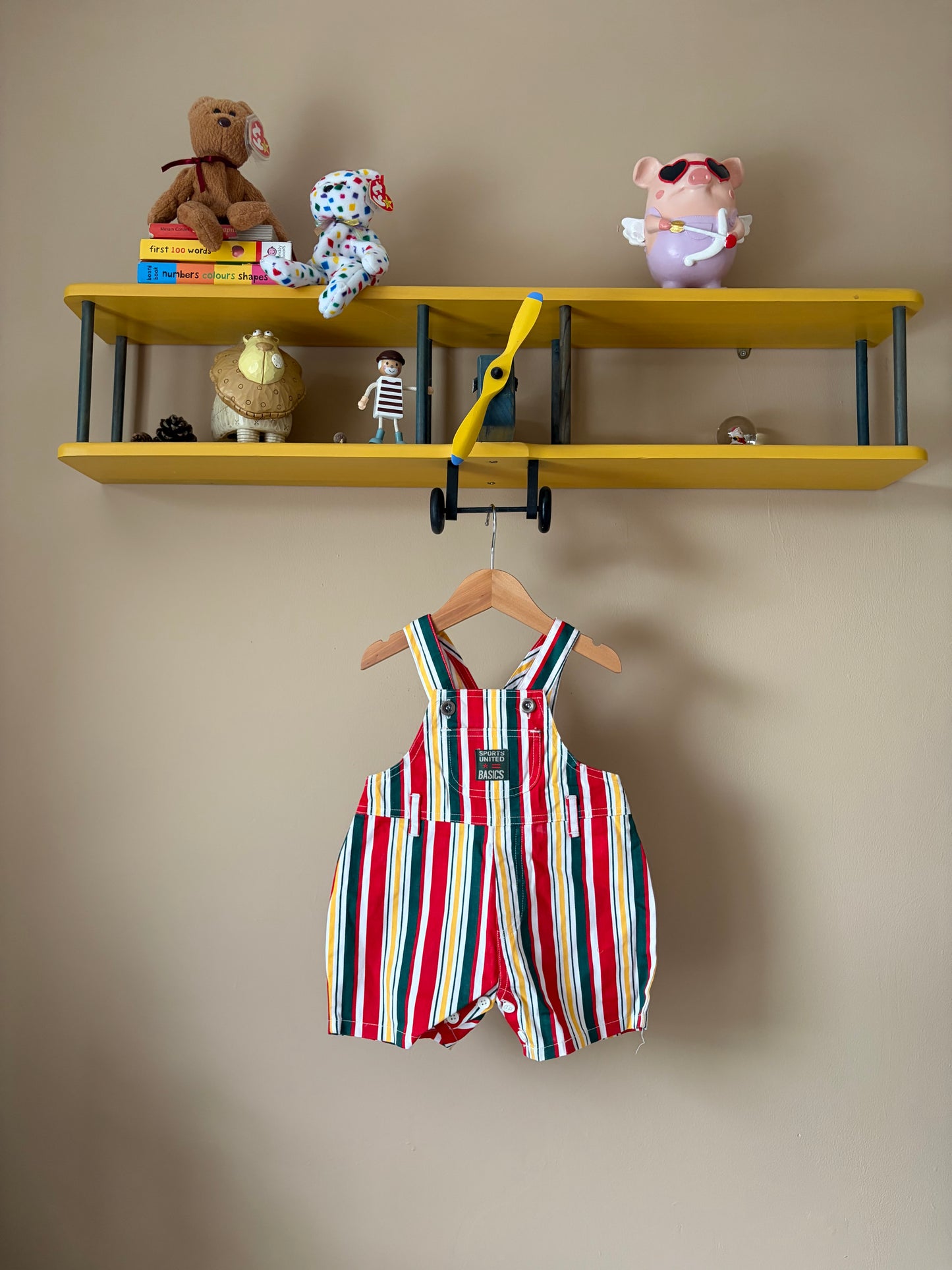 Vintage Striped Short Dungarees 6-12 Months