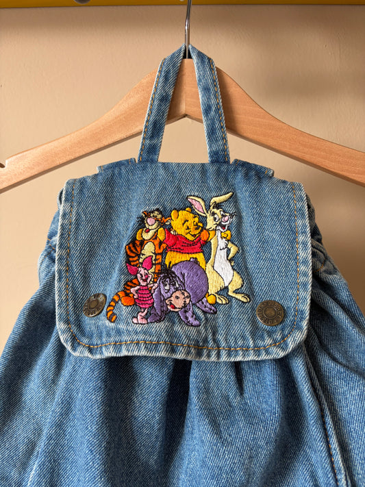 Vintage The Disney Store Winnie The Pooh & Friends Denim Backpack