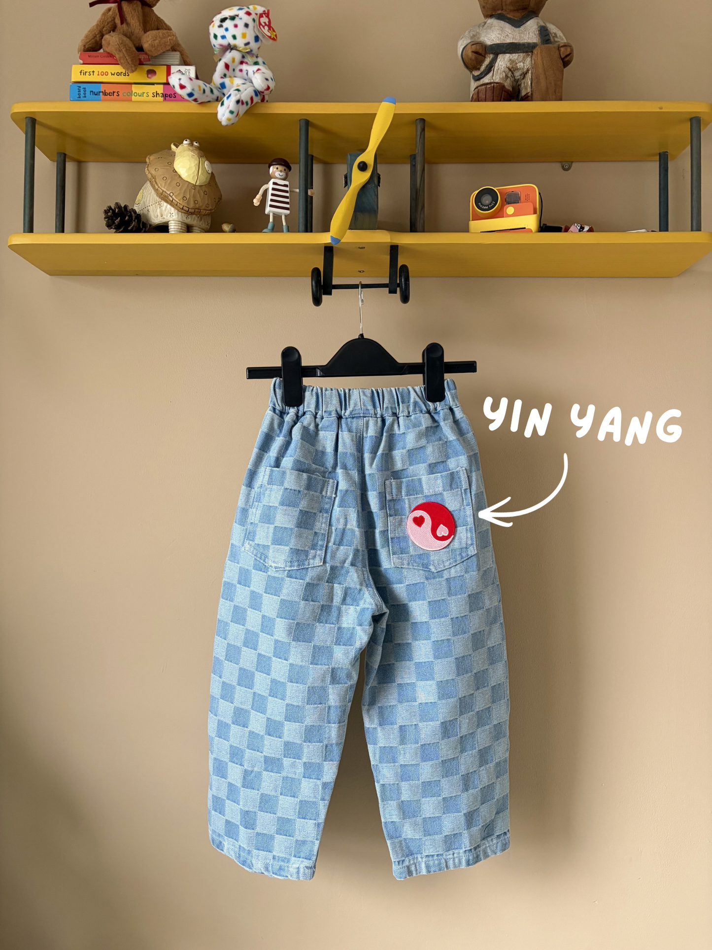 Checkerboard Wide Leg Jeans